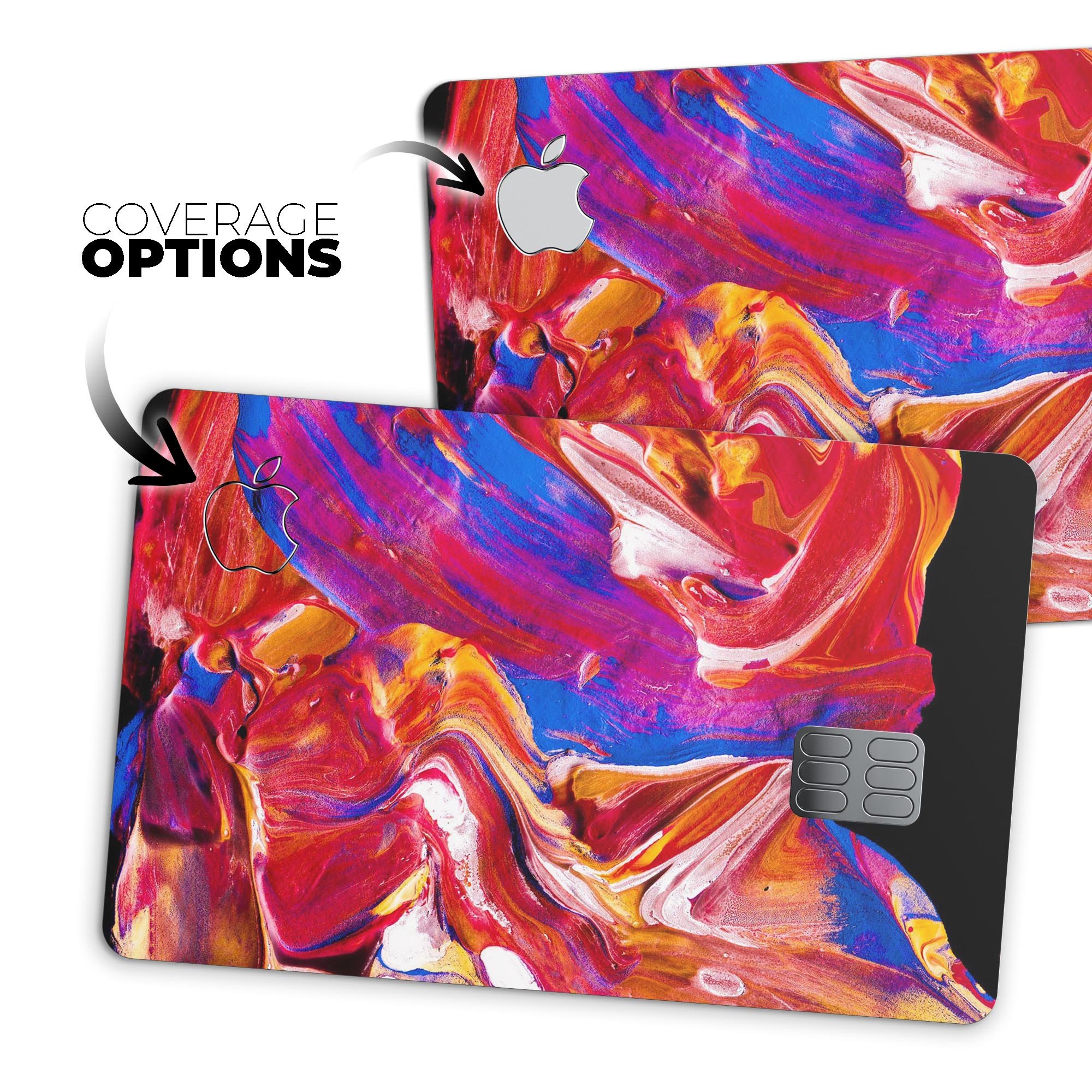 Liquid Abstract Paint V44 skin kit for Apple Card, showcasing premium vinyl design with ultra-gloss and soft-matte finish options.