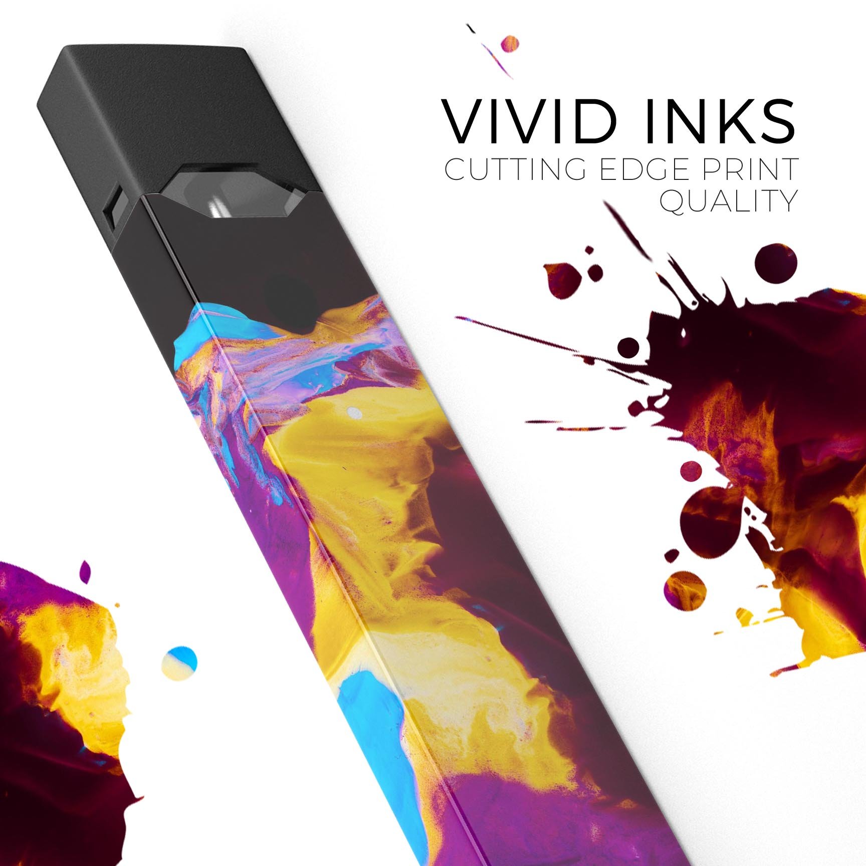 Liquid Abstract Paint V45 skin-wrap sticker designed for JUUL vaping device, showcasing vibrant abstract design and protective features.