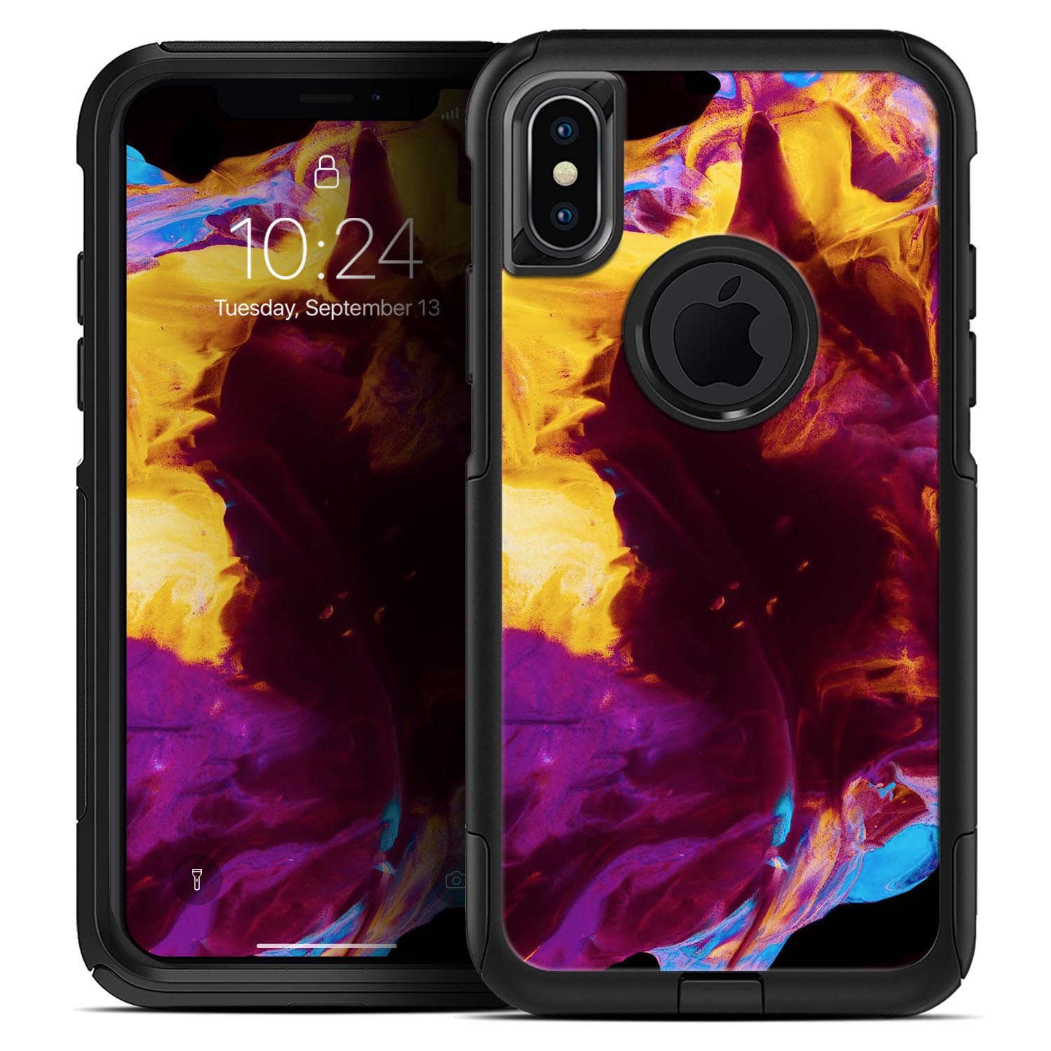 Liquid Abstract Paint V45 Skin Kit for iPhone OtterBox Cases featuring vibrant abstract design and premium materials.