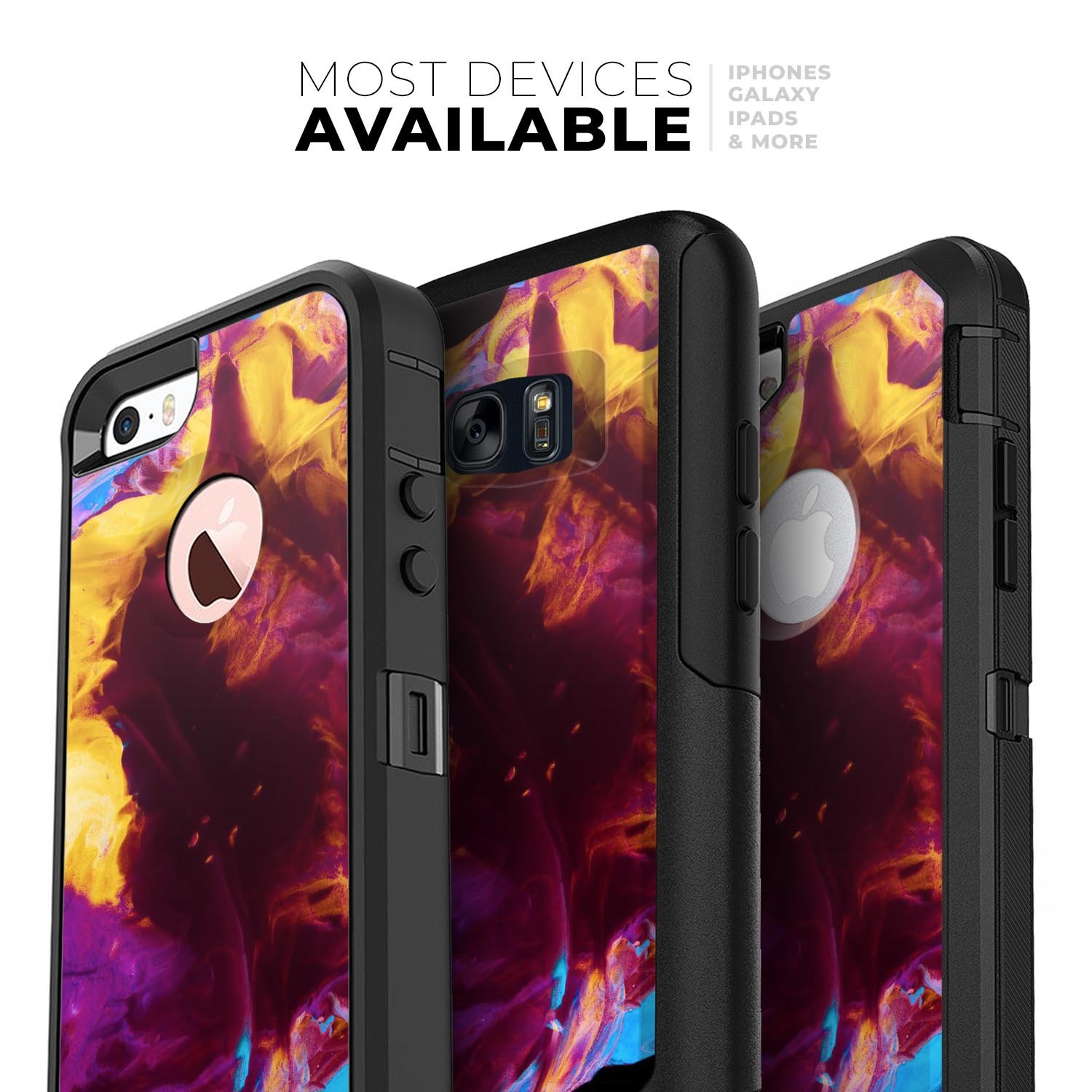 Liquid Abstract Paint V45 Skin Kit for iPhone OtterBox Cases featuring vibrant abstract design and premium materials.