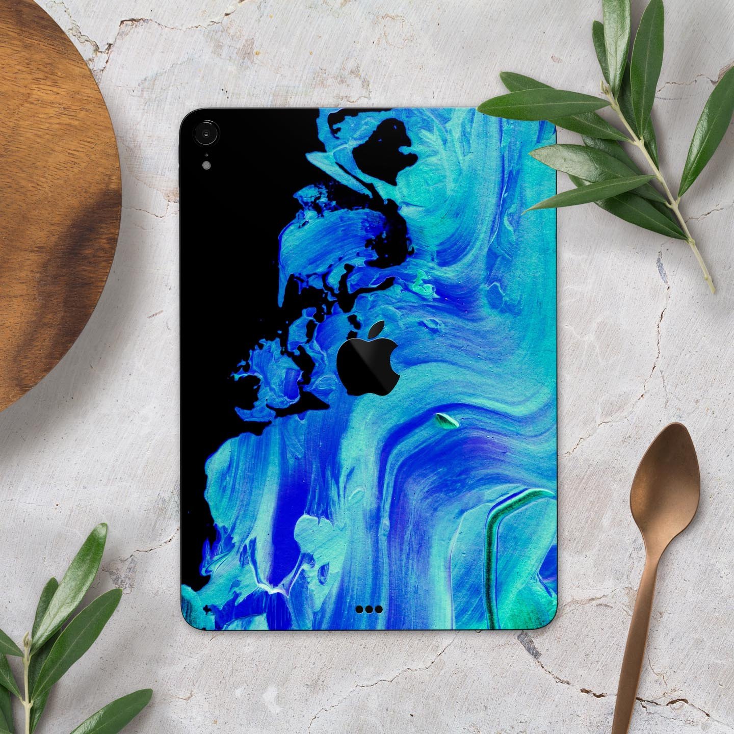 Liquid Abstract Paint V46 skin decal for Apple iPad, showcasing vibrant colors and a sleek design.