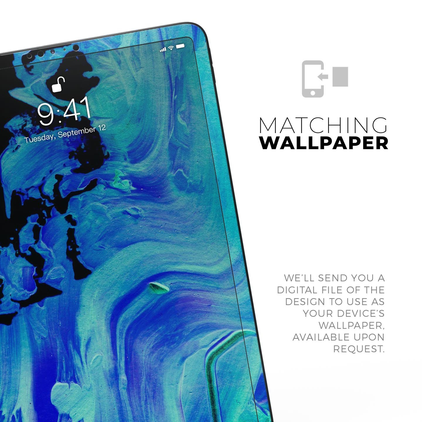 Liquid Abstract Paint V46 skin decal for Apple iPad, showcasing vibrant colors and a sleek design.