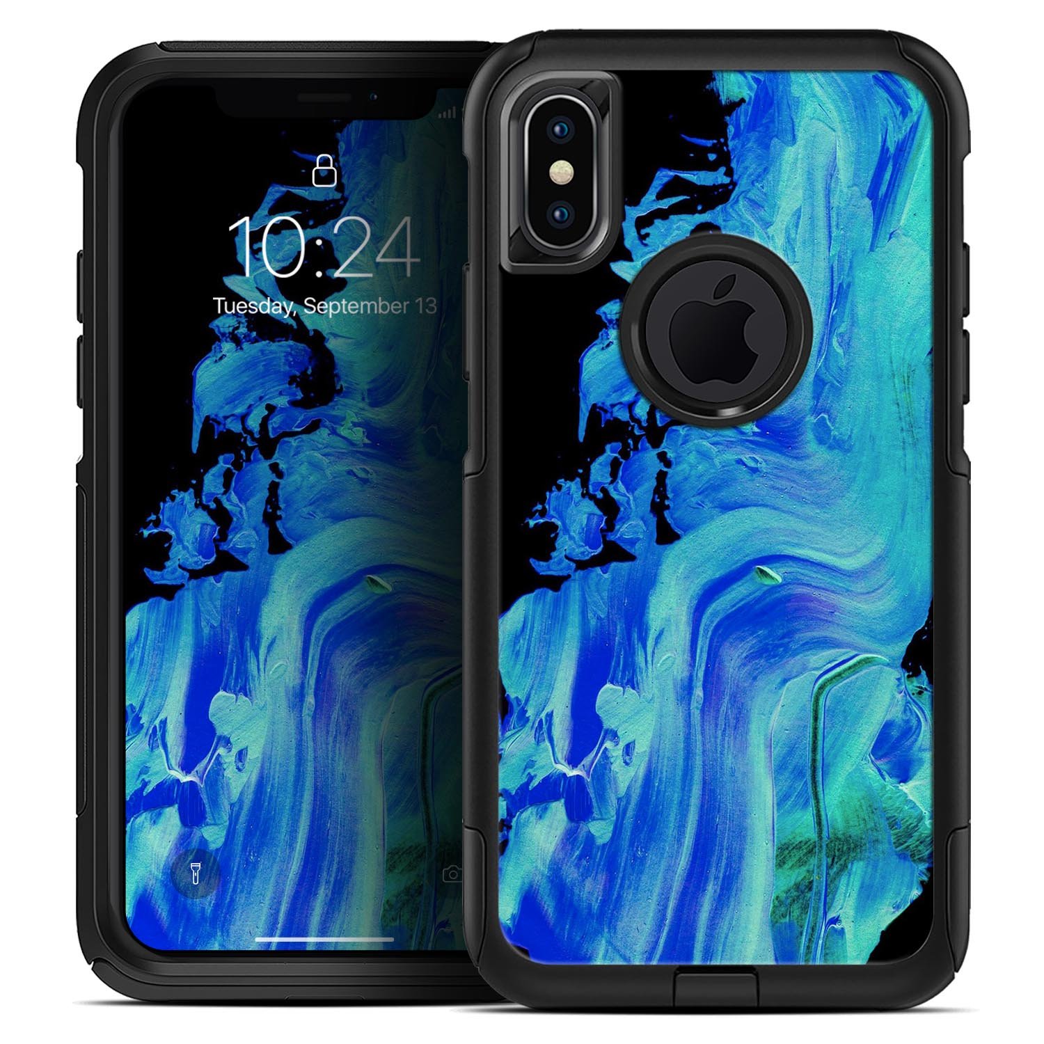 Liquid Abstract Paint V46 Skin Kit for iPhone OtterBox Cases featuring vibrant abstract design and premium 3M materials.