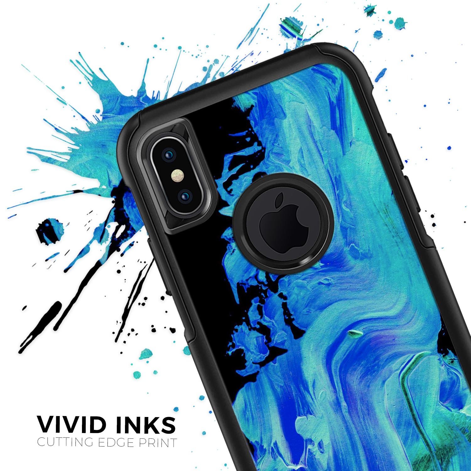 Liquid Abstract Paint V46 Skin Kit for iPhone OtterBox Cases featuring vibrant abstract design and premium 3M materials.