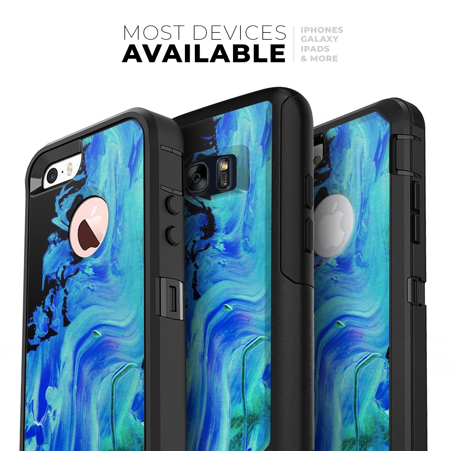 Liquid Abstract Paint V46 Skin Kit for iPhone OtterBox Cases featuring vibrant abstract design and premium 3M materials.