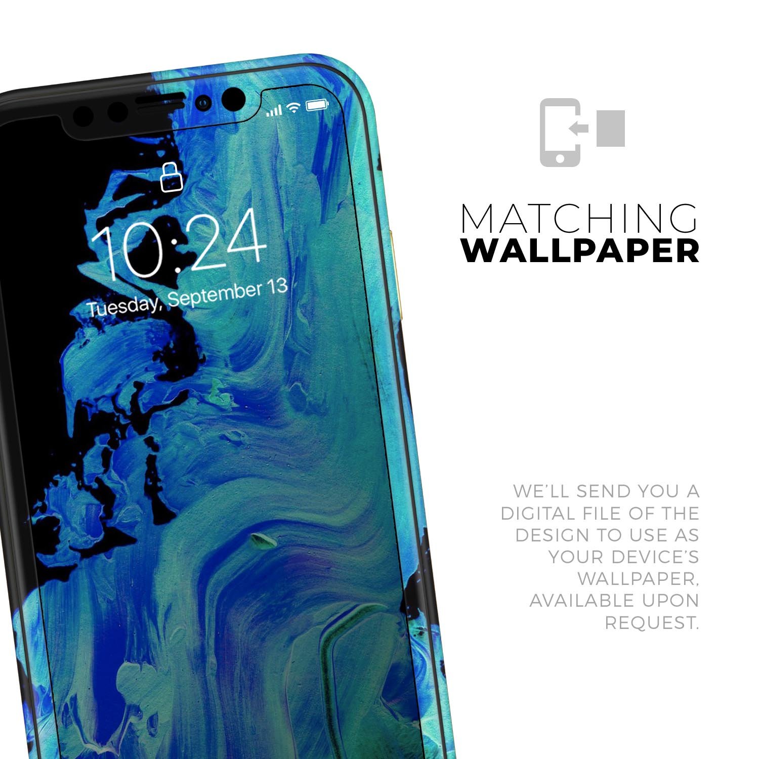 Liquid Abstract Paint V46 skin for Apple iPhone, showcasing vibrant colors and a sleek design.