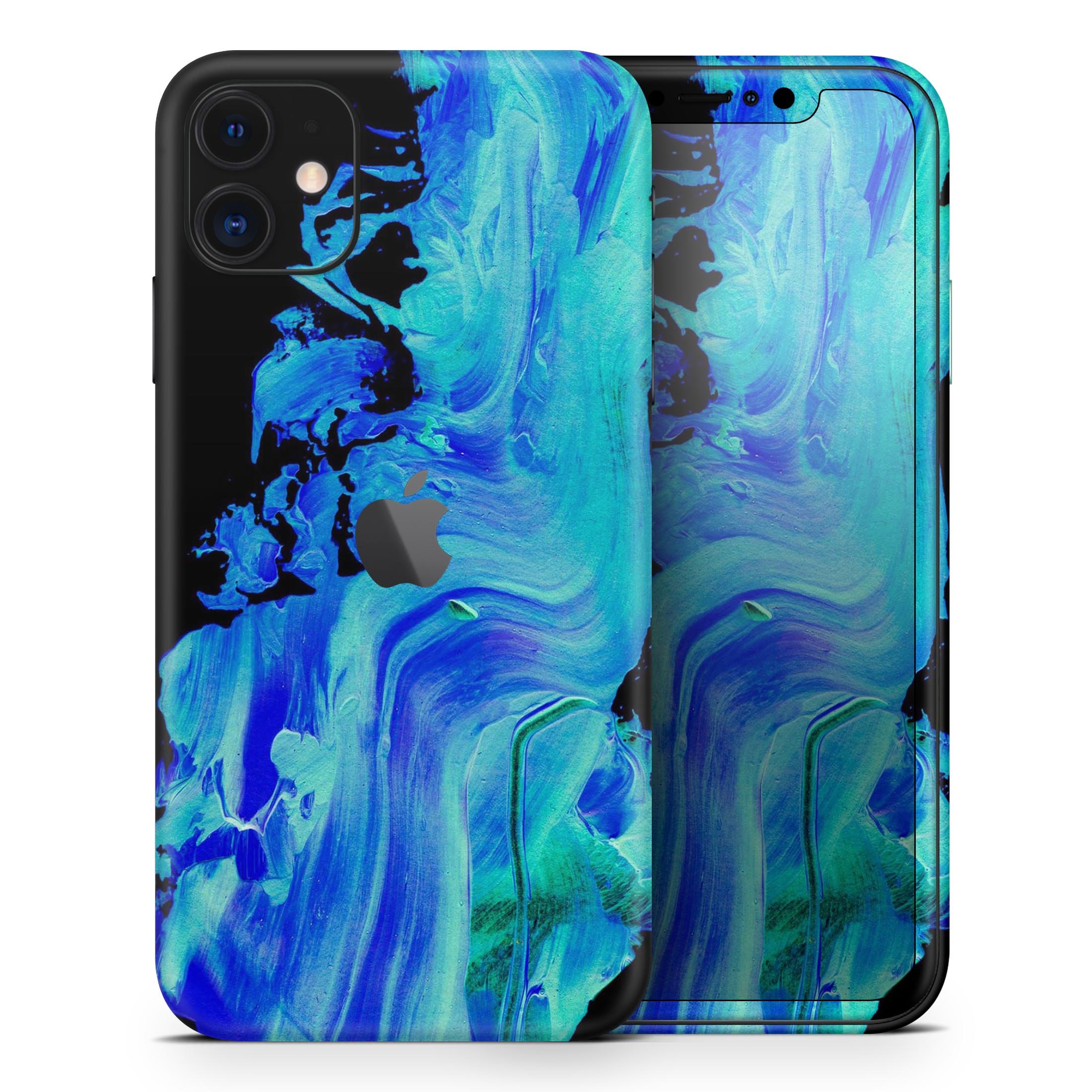 Liquid Abstract Paint V46 skin for Apple iPhone, showcasing vibrant colors and a sleek design.