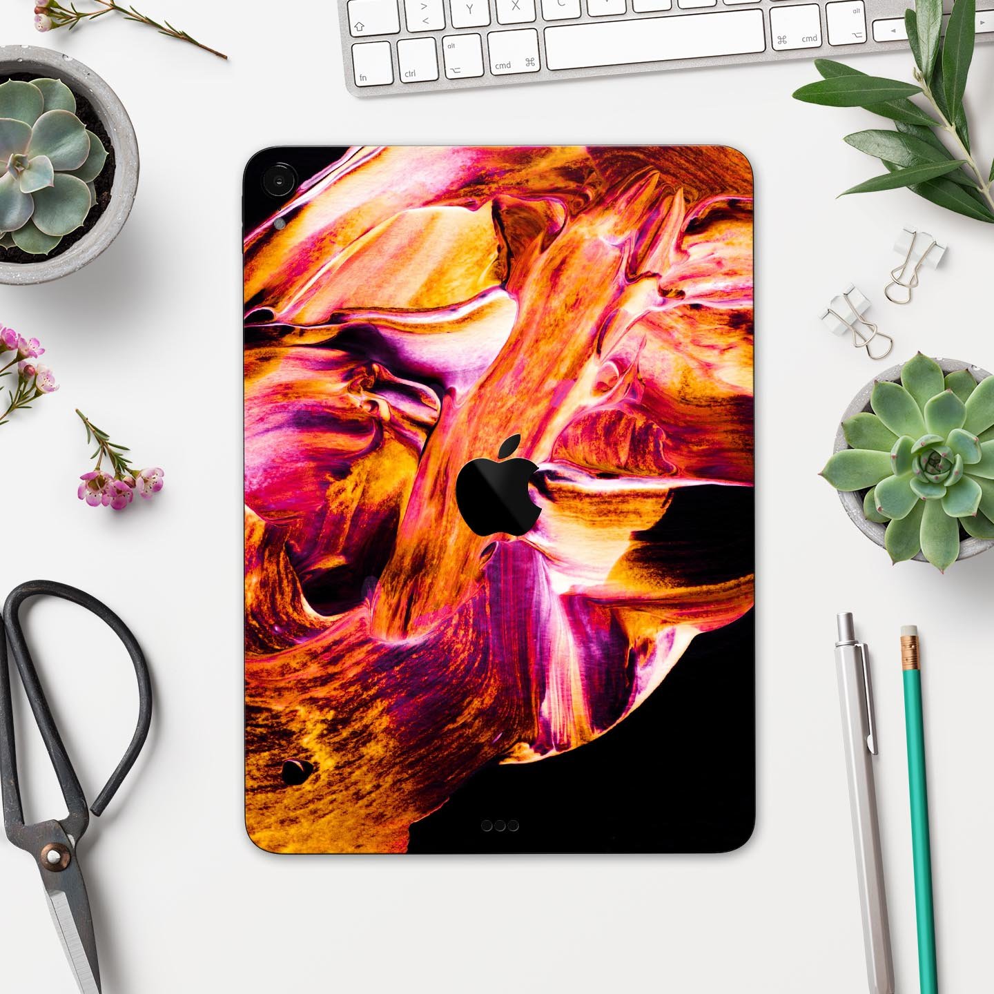 Liquid Abstract Paint V47 skin decal for Apple iPad, showcasing vibrant colors and premium 3M material.