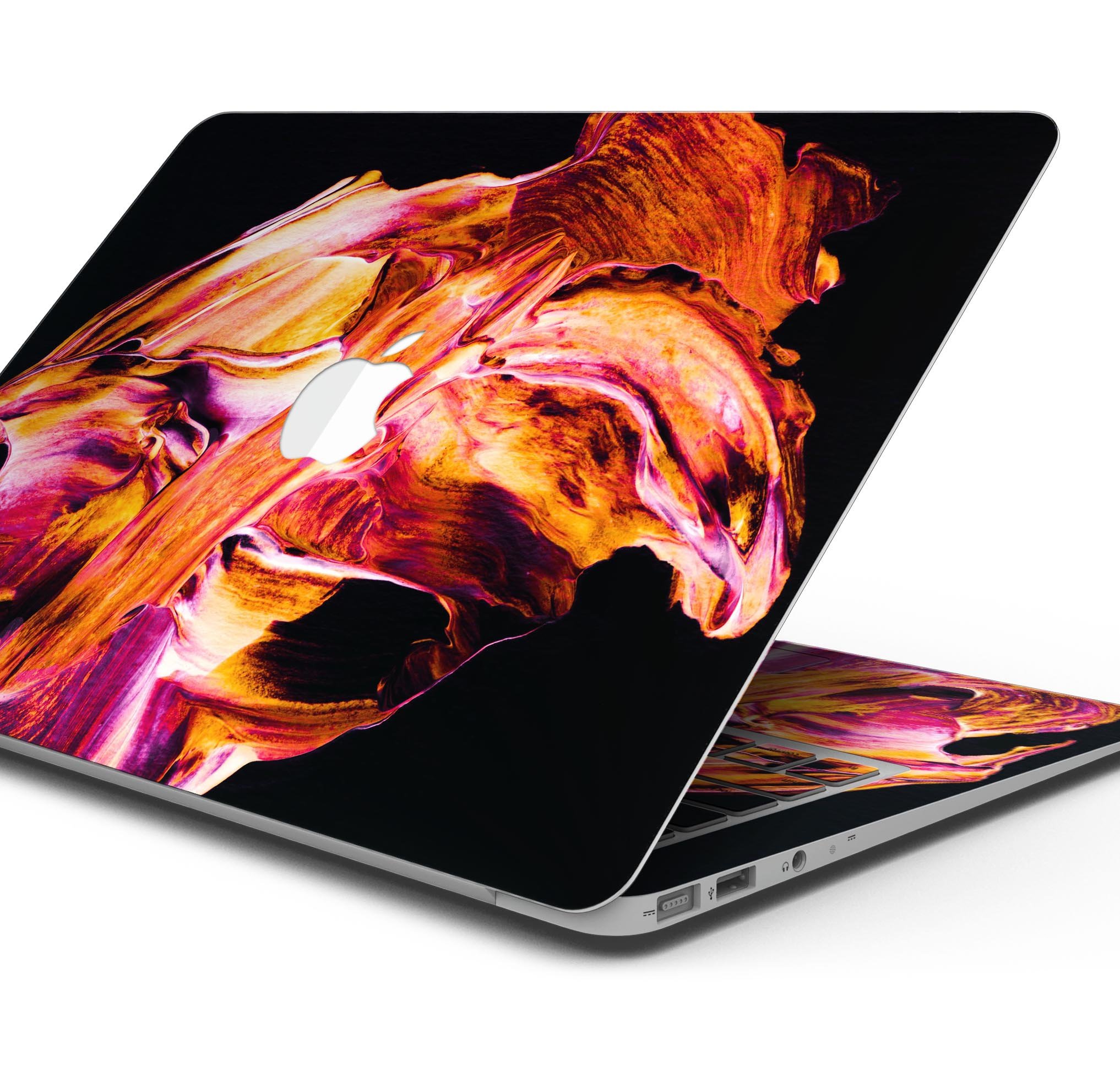 Liquid Abstract Paint V47 skin decal wrap kit for MacBook, showcasing vibrant colors and a sleek design.