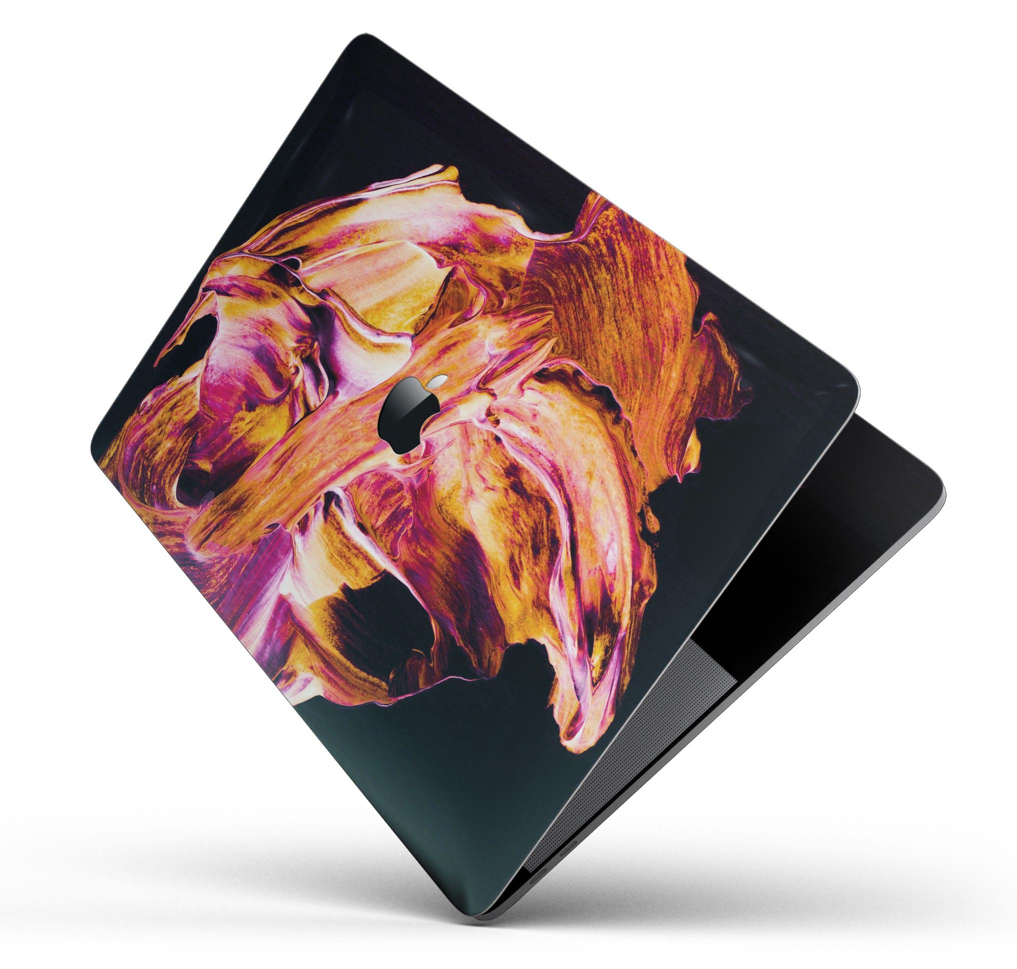 Liquid Abstract Paint V47 skin decal wrap kit for MacBook, showcasing vibrant colors and a sleek design.