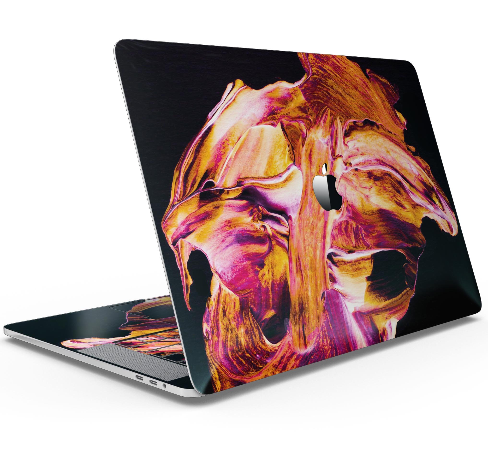 Liquid Abstract Paint V47 skin decal wrap kit for MacBook, showcasing vibrant colors and a sleek design.