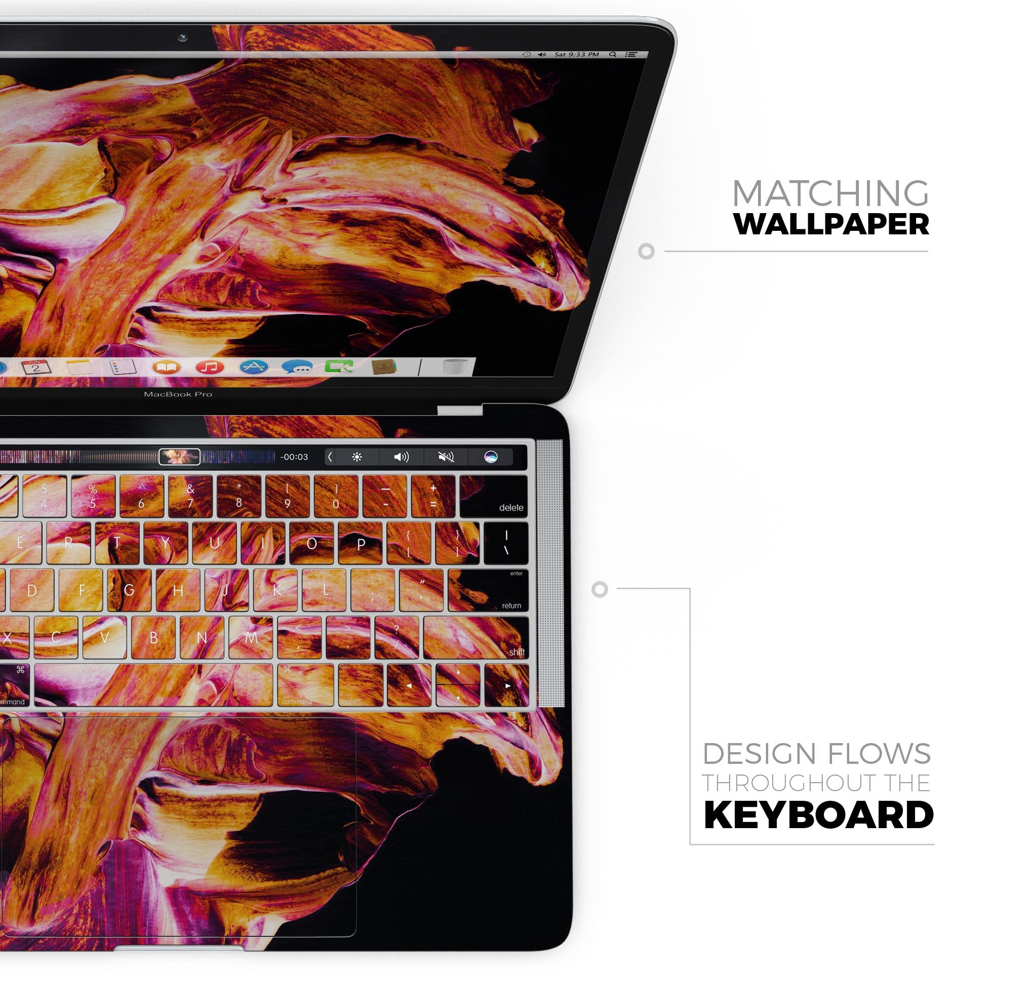 Liquid Abstract Paint V47 skin decal wrap kit for MacBook, showcasing vibrant colors and a sleek design.