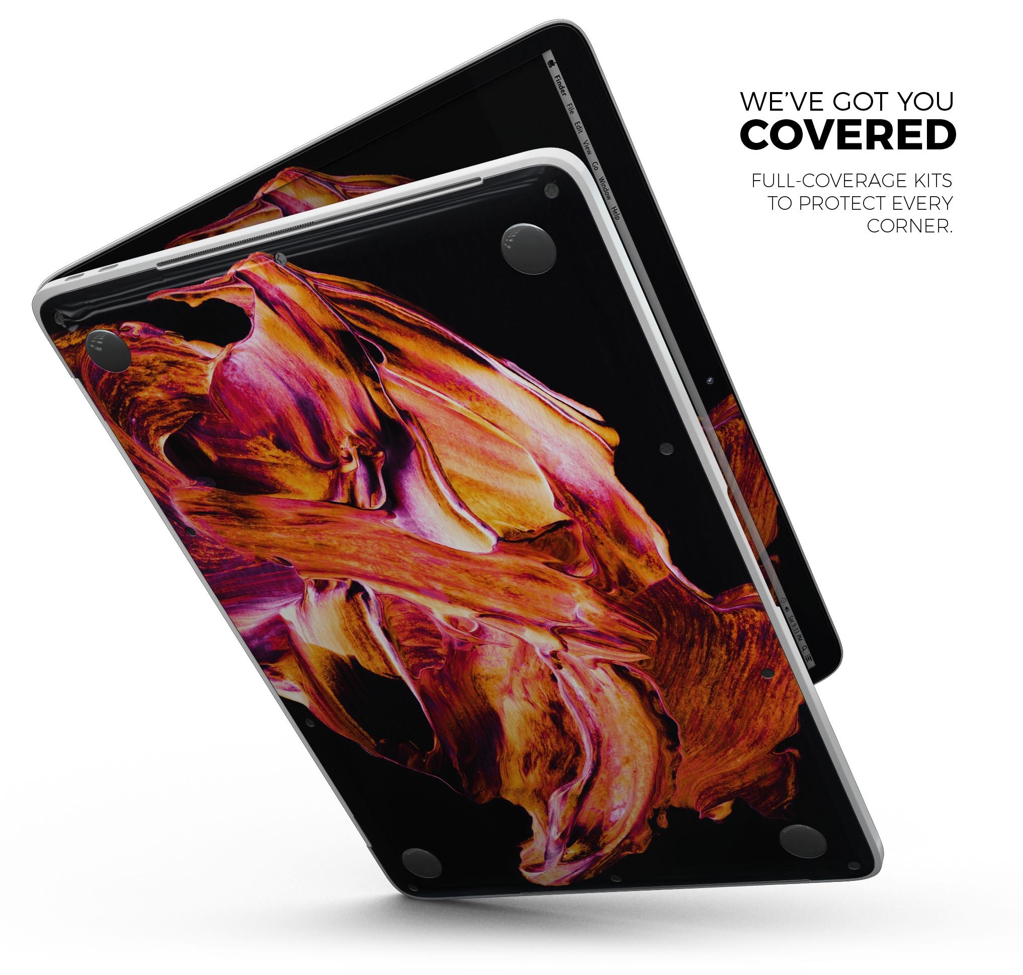 Liquid Abstract Paint V47 skin decal wrap kit for MacBook, showcasing vibrant colors and a sleek design.