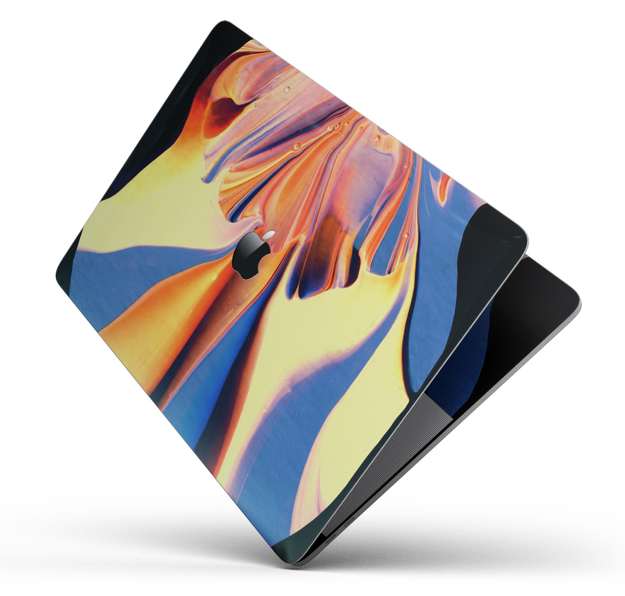 Liquid Abstract Paint V48 skin decal wrap kit for Apple MacBook, showcasing vibrant colors and a sleek design.