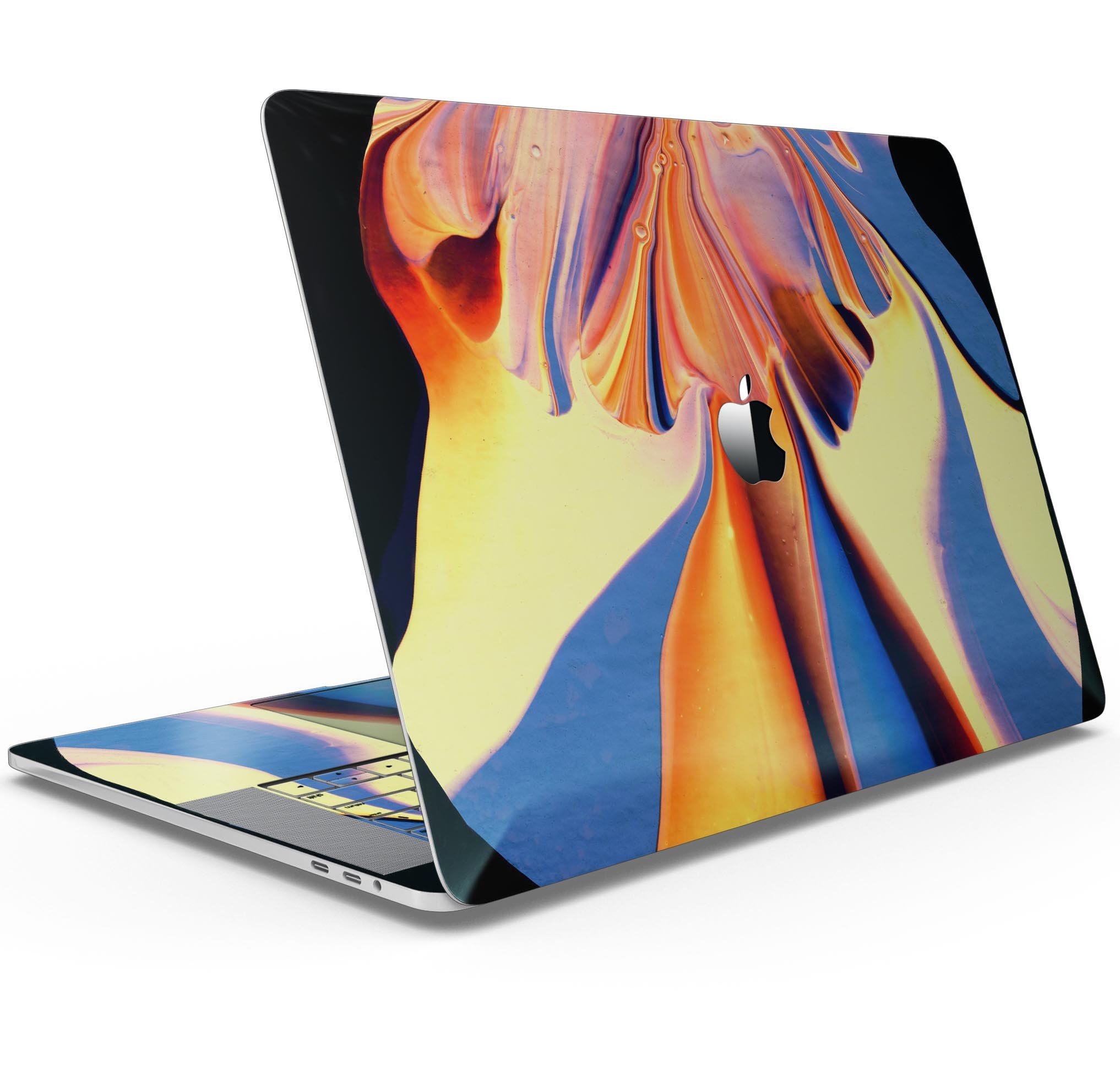 Liquid Abstract Paint V48 skin decal wrap kit for Apple MacBook, showcasing vibrant colors and a sleek design.