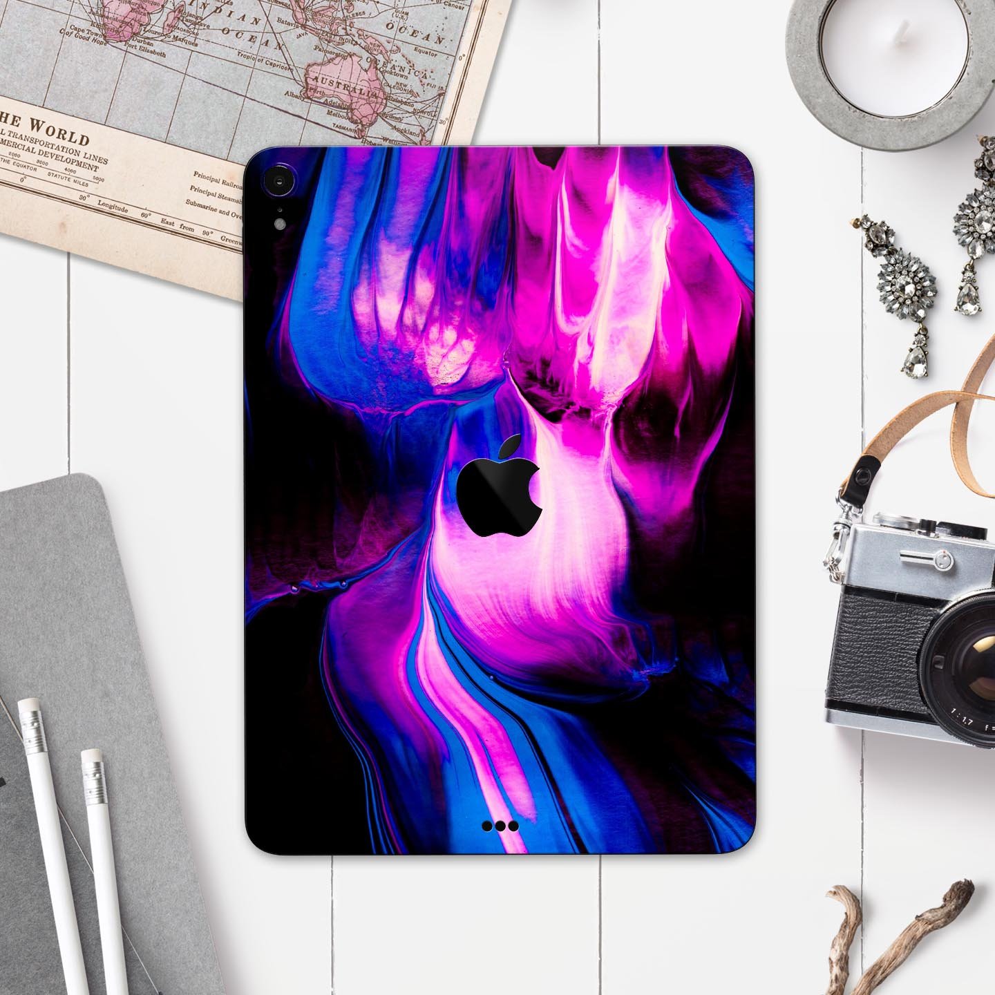 Liquid Abstract Paint V49 skin decal for Apple iPad, showcasing vibrant abstract design and premium 3M material.