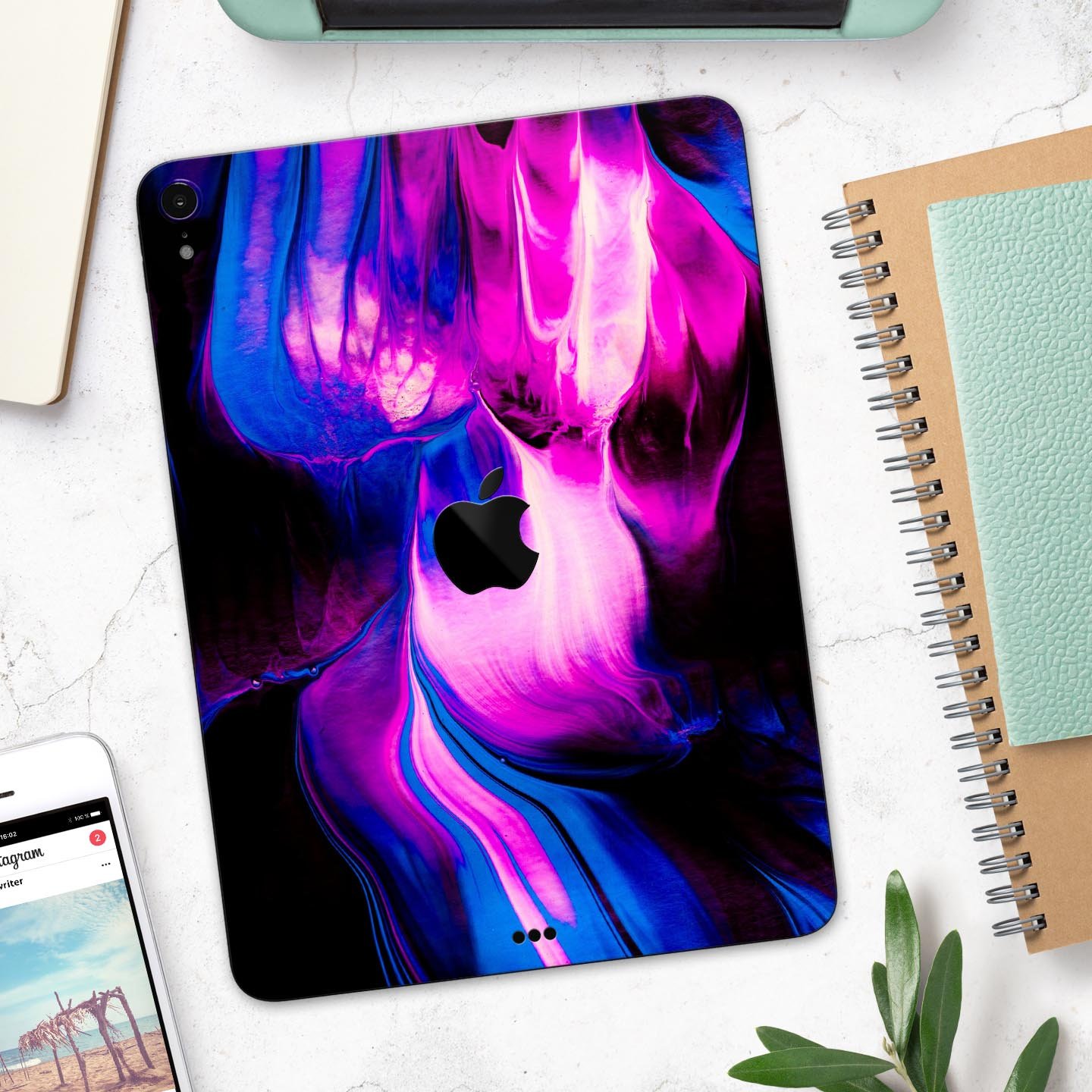 Liquid Abstract Paint V49 skin decal for Apple iPad, showcasing vibrant abstract design and premium 3M material.