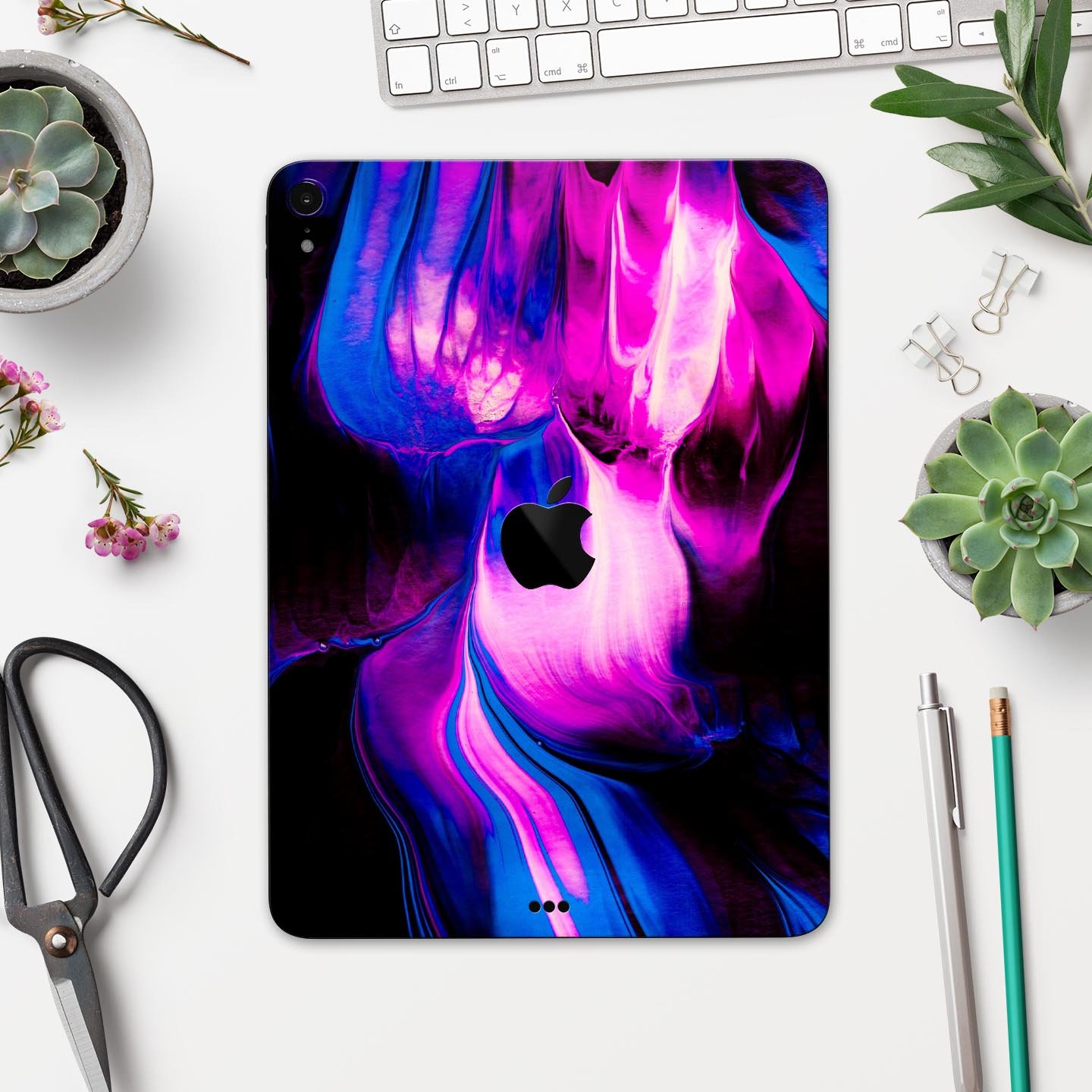 Liquid Abstract Paint V49 skin decal for Apple iPad, showcasing vibrant abstract design and premium 3M material.