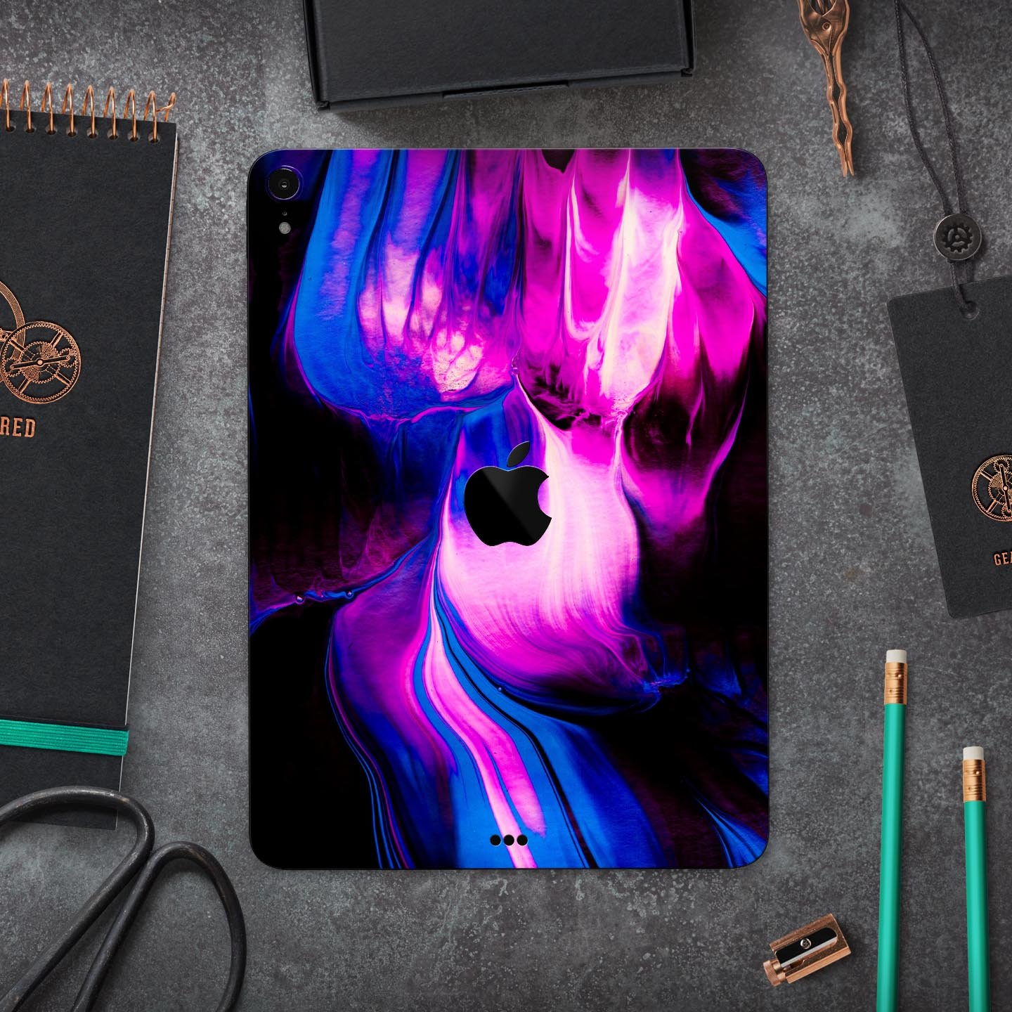 Liquid Abstract Paint V49 skin decal for Apple iPad, showcasing vibrant abstract design and premium 3M material.