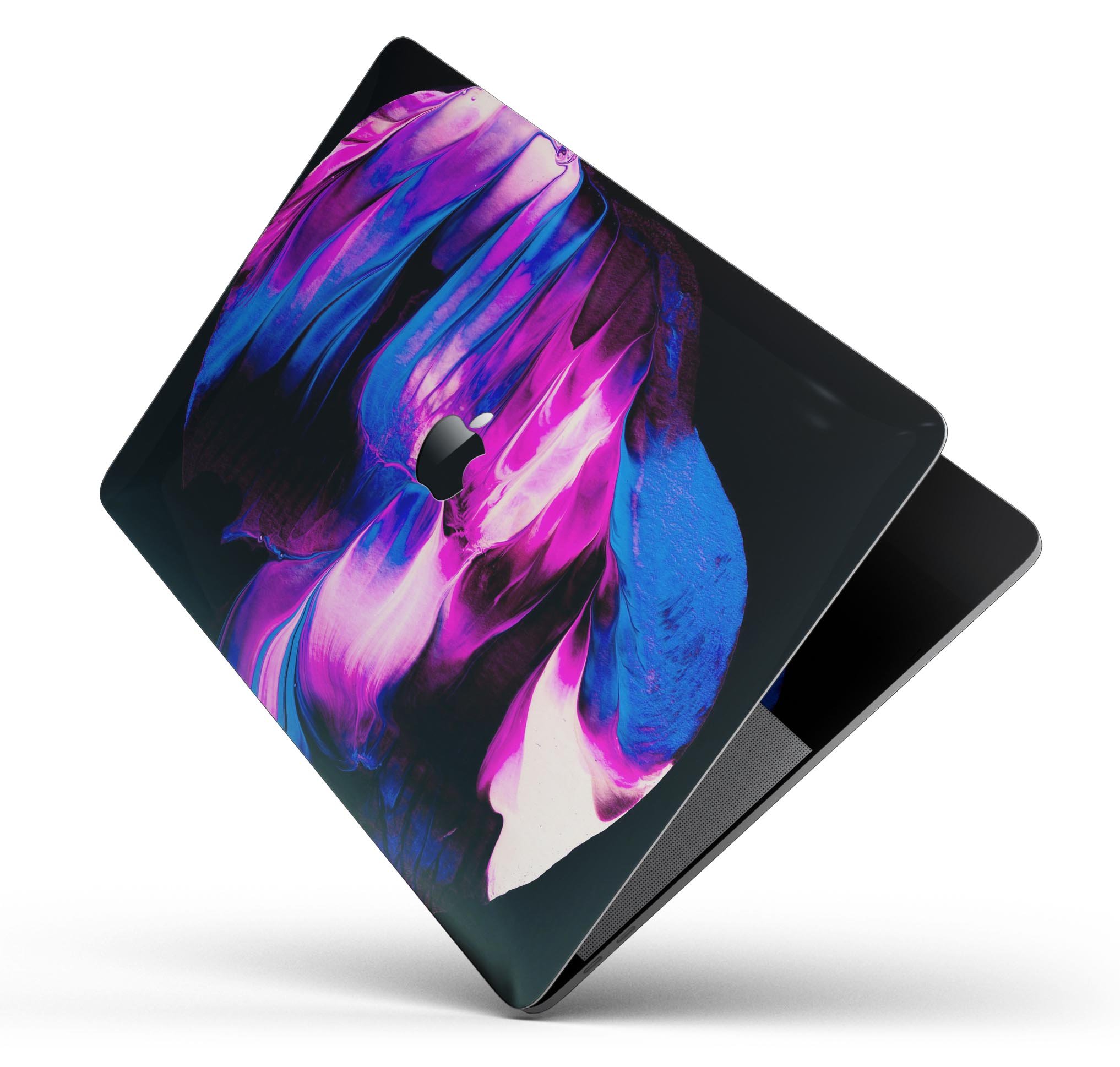 Liquid Abstract Paint V49 skin decal wrap kit for MacBook, showcasing vibrant colors and a sleek design.