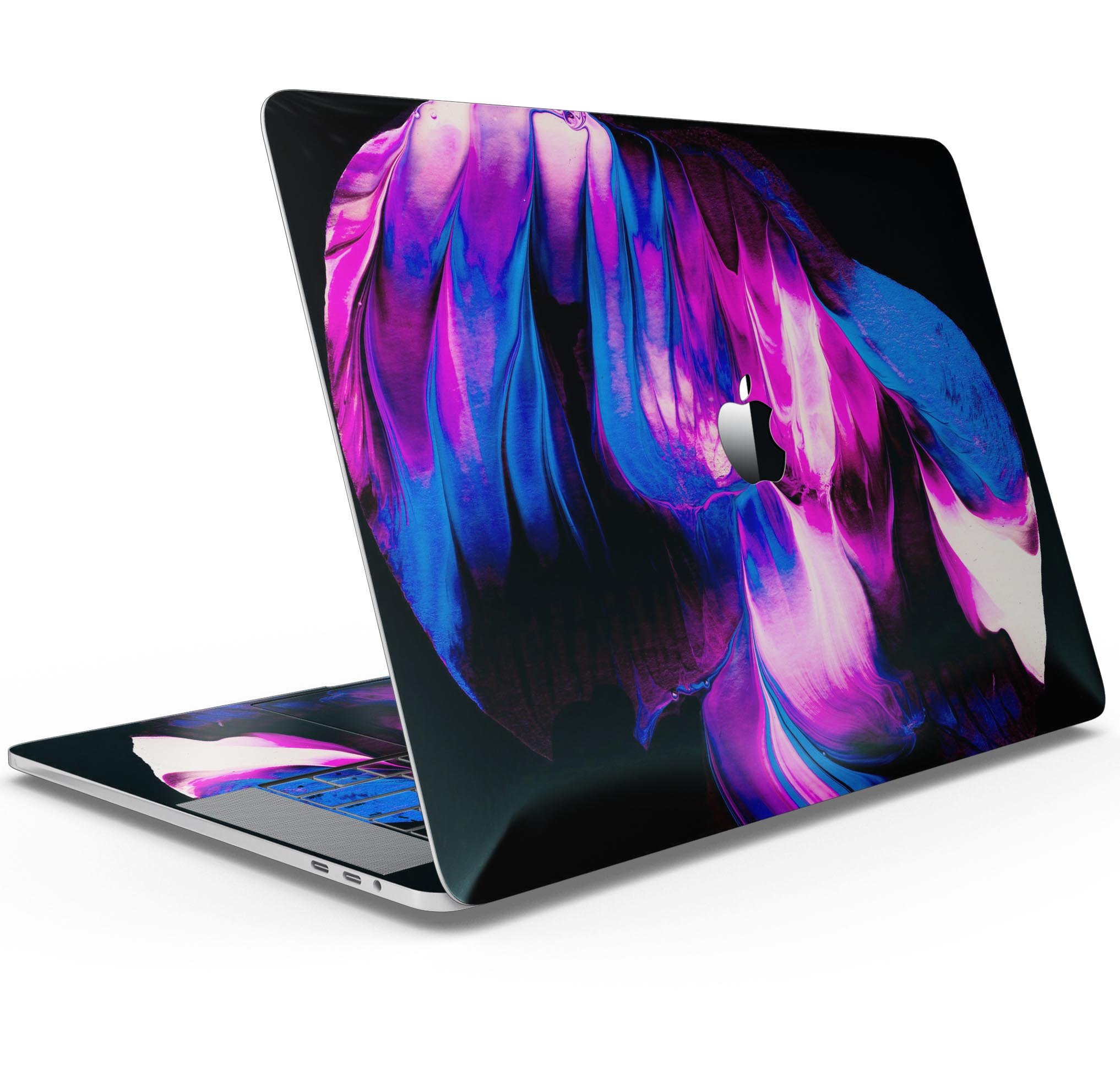 Liquid Abstract Paint V49 skin decal wrap kit for MacBook, showcasing vibrant colors and a sleek design.