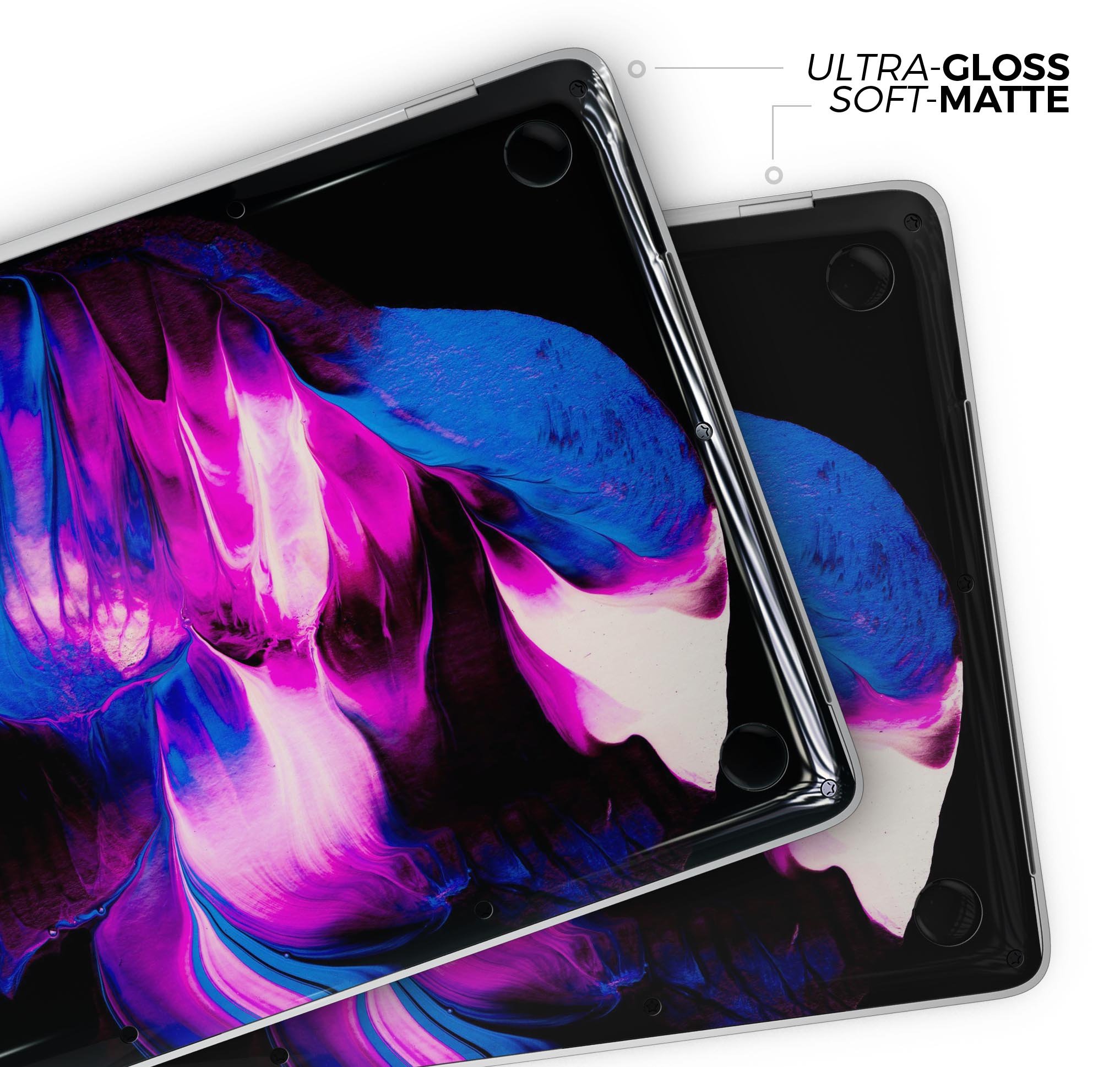 Liquid Abstract Paint V49 skin decal wrap kit for MacBook, showcasing vibrant colors and a sleek design.