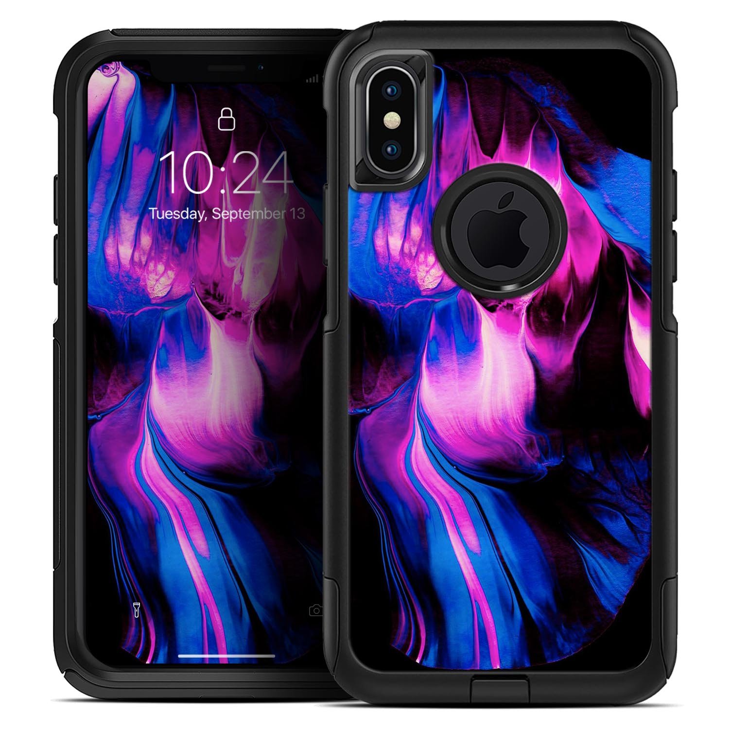 Liquid Abstract Paint V49 Skin Kit for iPhone OtterBox cases featuring vibrant abstract design and premium 3M materials.