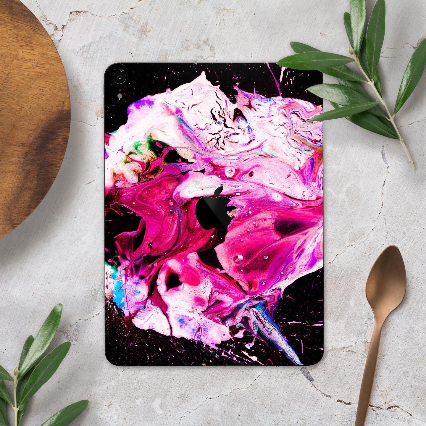 Liquid Abstract Paint V5 skin decal for Apple iPad Pro, showcasing vibrant colors and a sleek design for full body protection.