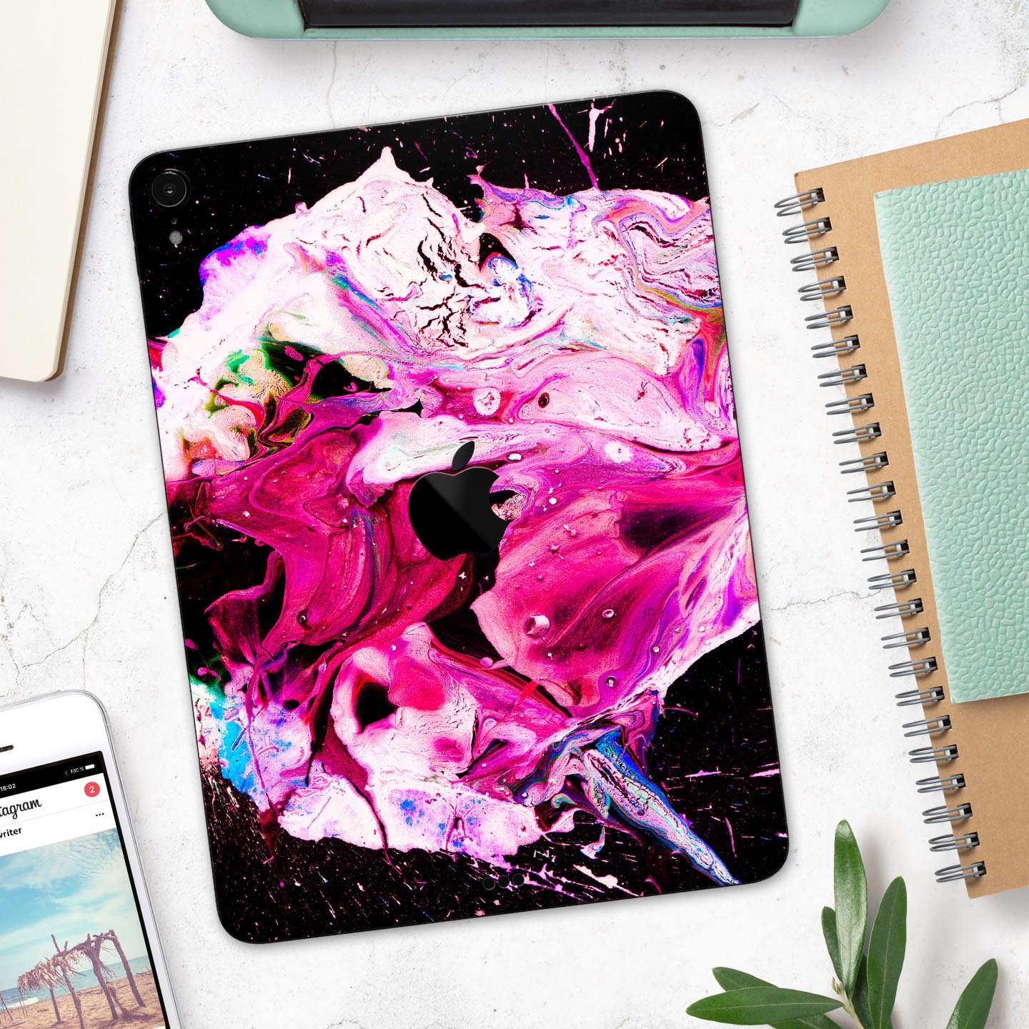 Liquid Abstract Paint V5 skin decal for Apple iPad Pro, showcasing vibrant colors and a sleek design for full body protection.