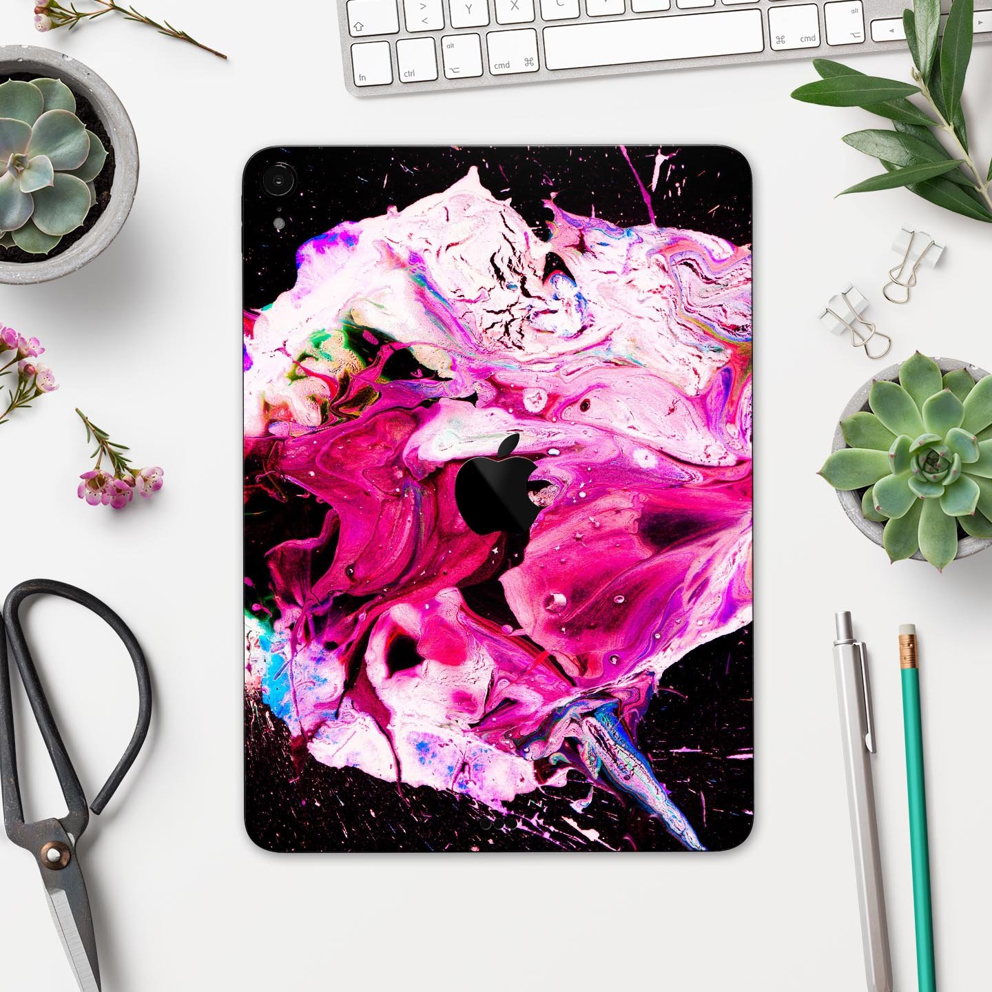 Liquid Abstract Paint V5 skin decal for Apple iPad Pro, showcasing vibrant colors and a sleek design for full body protection.