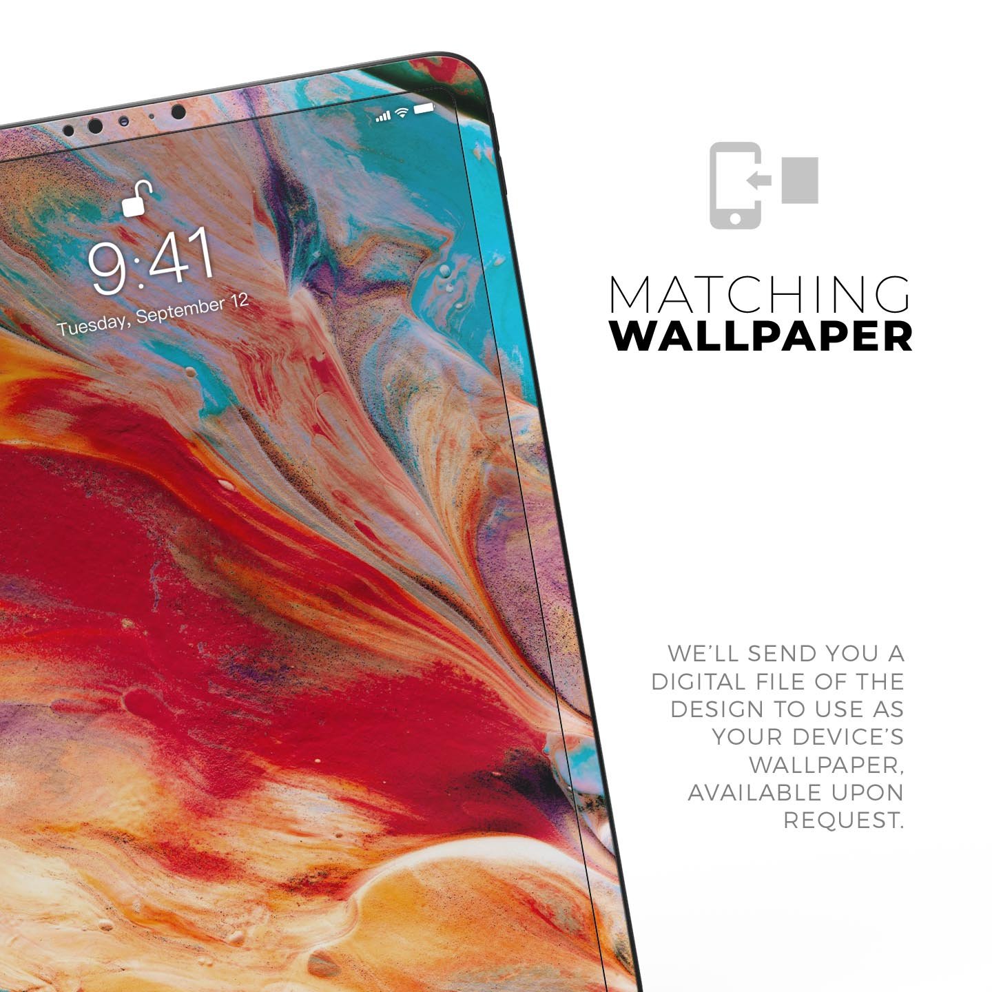 Liquid Abstract Paint V50 skin decal for Apple iPad, showcasing vibrant abstract design and premium 3M material.