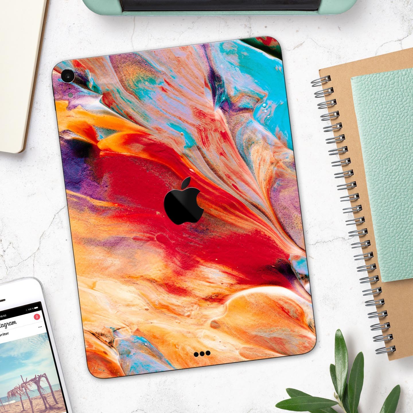 Liquid Abstract Paint V50 skin decal for Apple iPad, showcasing vibrant abstract design and premium 3M material.