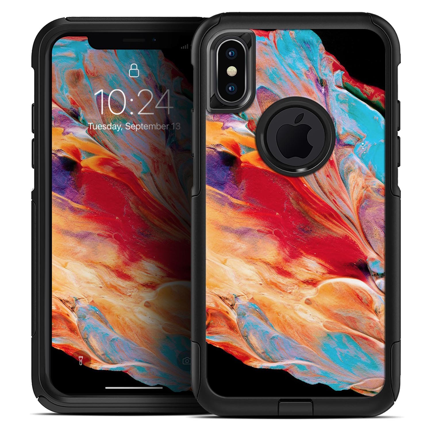 Liquid Abstract Paint V50 Skin Kit for iPhone OtterBox Cases featuring vibrant designs and premium materials.