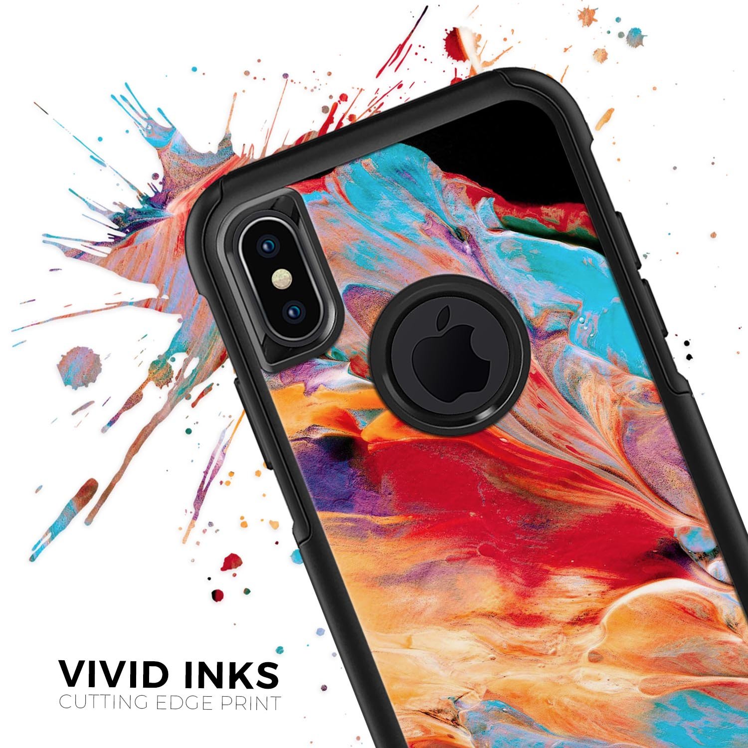 Liquid Abstract Paint V50 Skin Kit for iPhone OtterBox Cases featuring vibrant designs and premium materials.