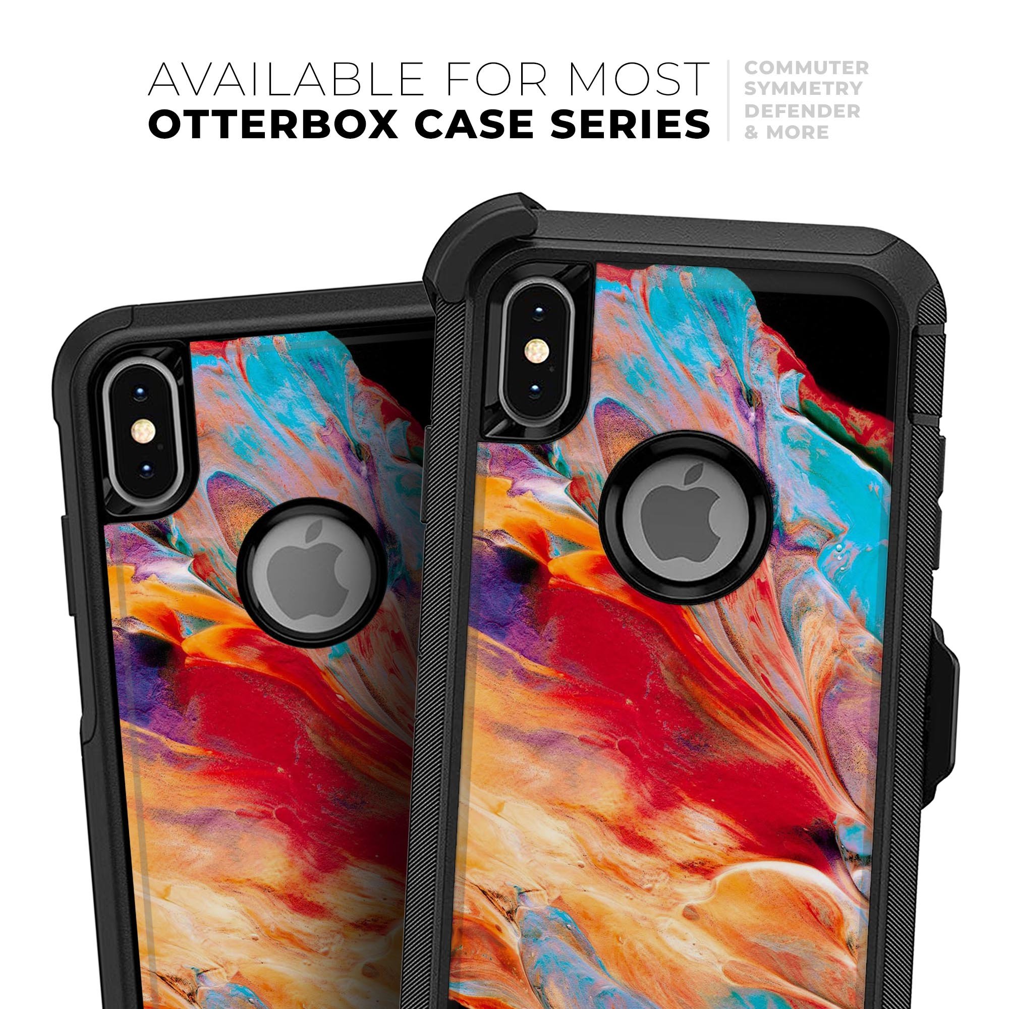 Liquid Abstract Paint V50 Skin Kit for iPhone OtterBox Cases featuring vibrant designs and premium materials.