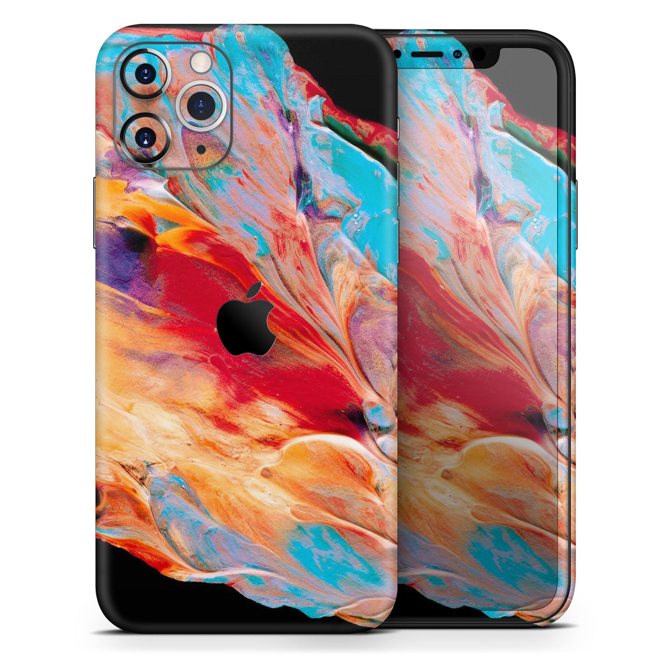 Liquid Abstract Paint V50 skin for Apple iPhone, showcasing vibrant colors and a sleek design.