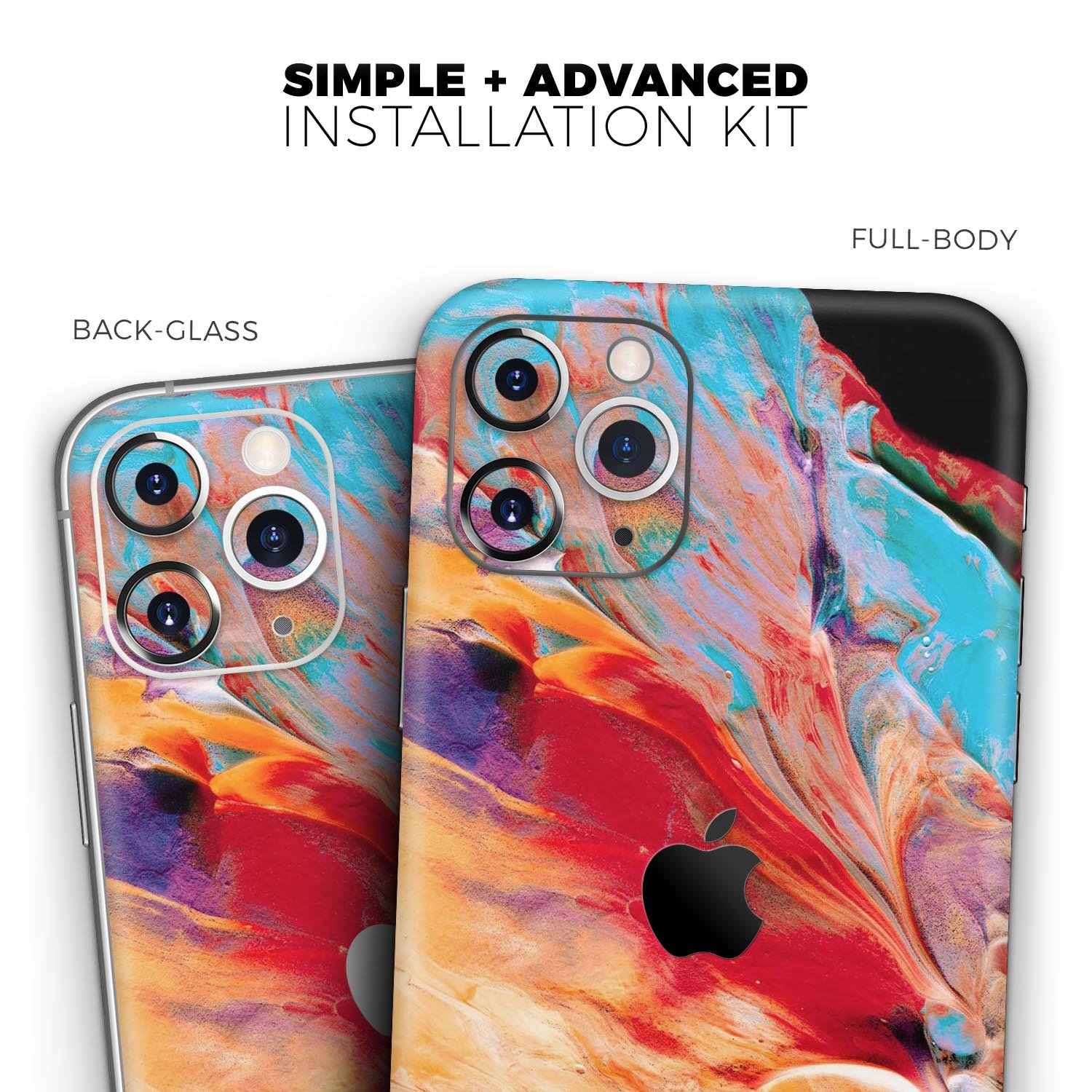 Liquid Abstract Paint V50 skin for Apple iPhone, showcasing vibrant colors and a sleek design.