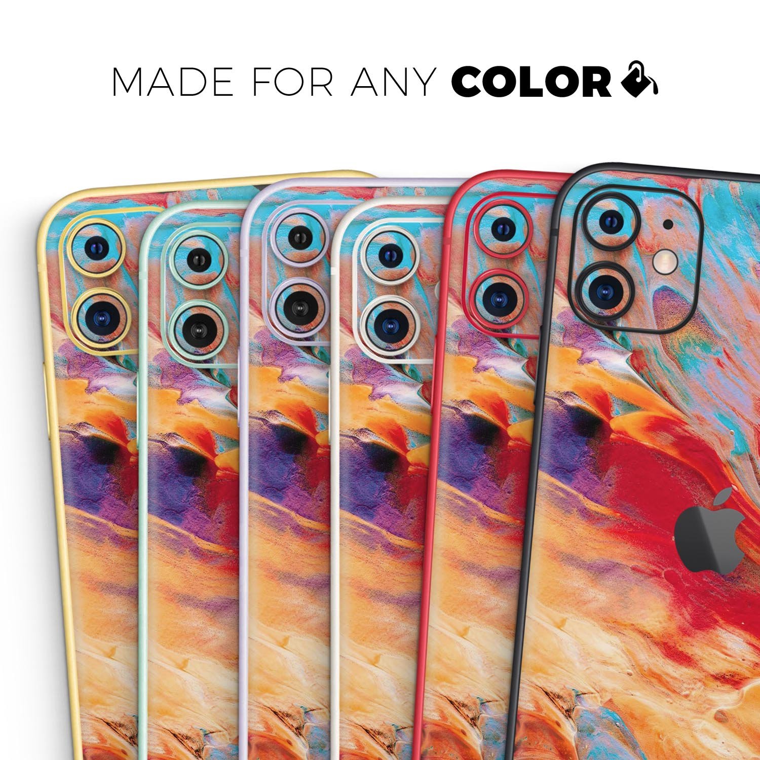 Liquid Abstract Paint V50 skin for Apple iPhone, showcasing vibrant colors and a sleek design.