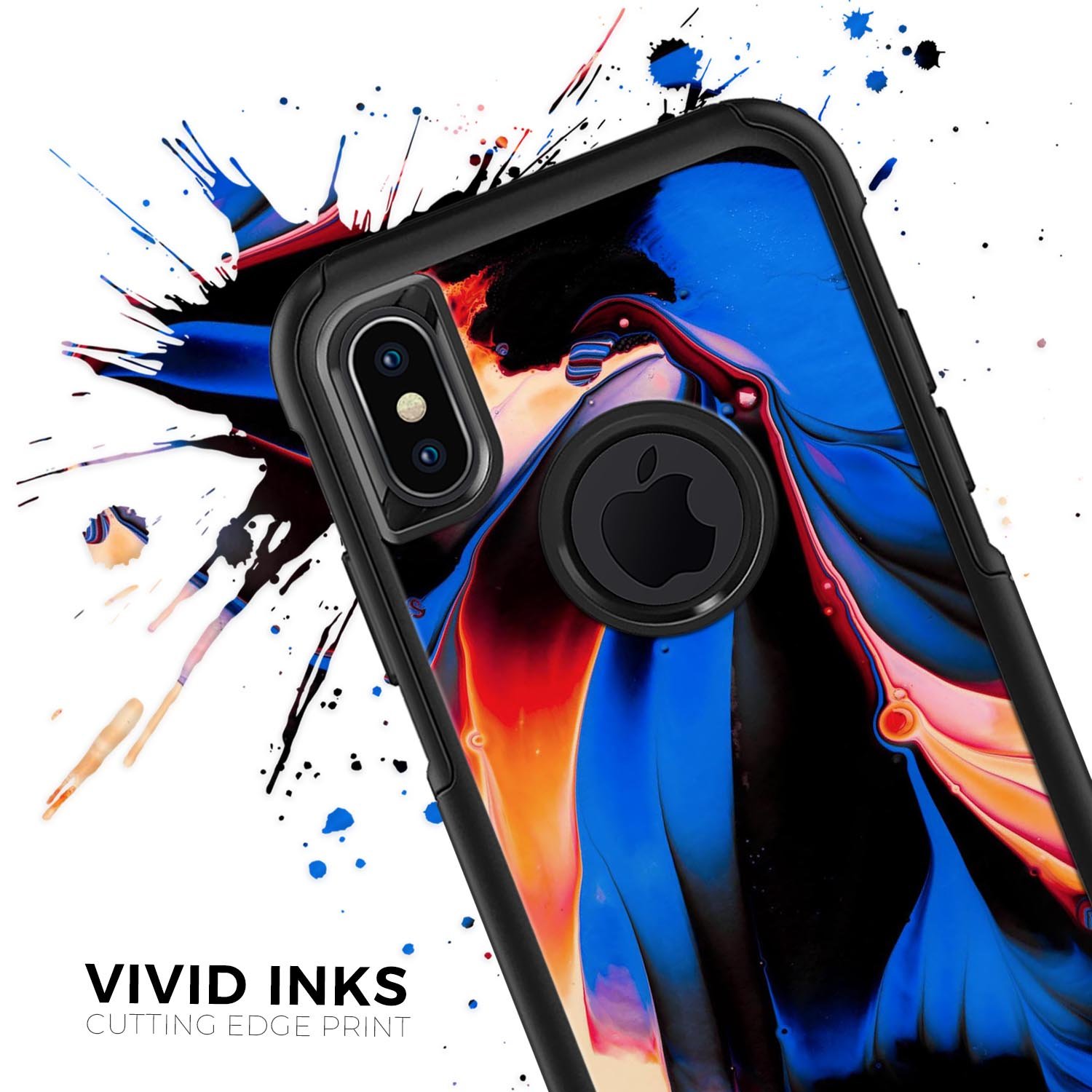 Liquid Abstract Paint V51 Skin Kit for iPhone OtterBox Cases featuring vibrant abstract design and premium 3M materials.