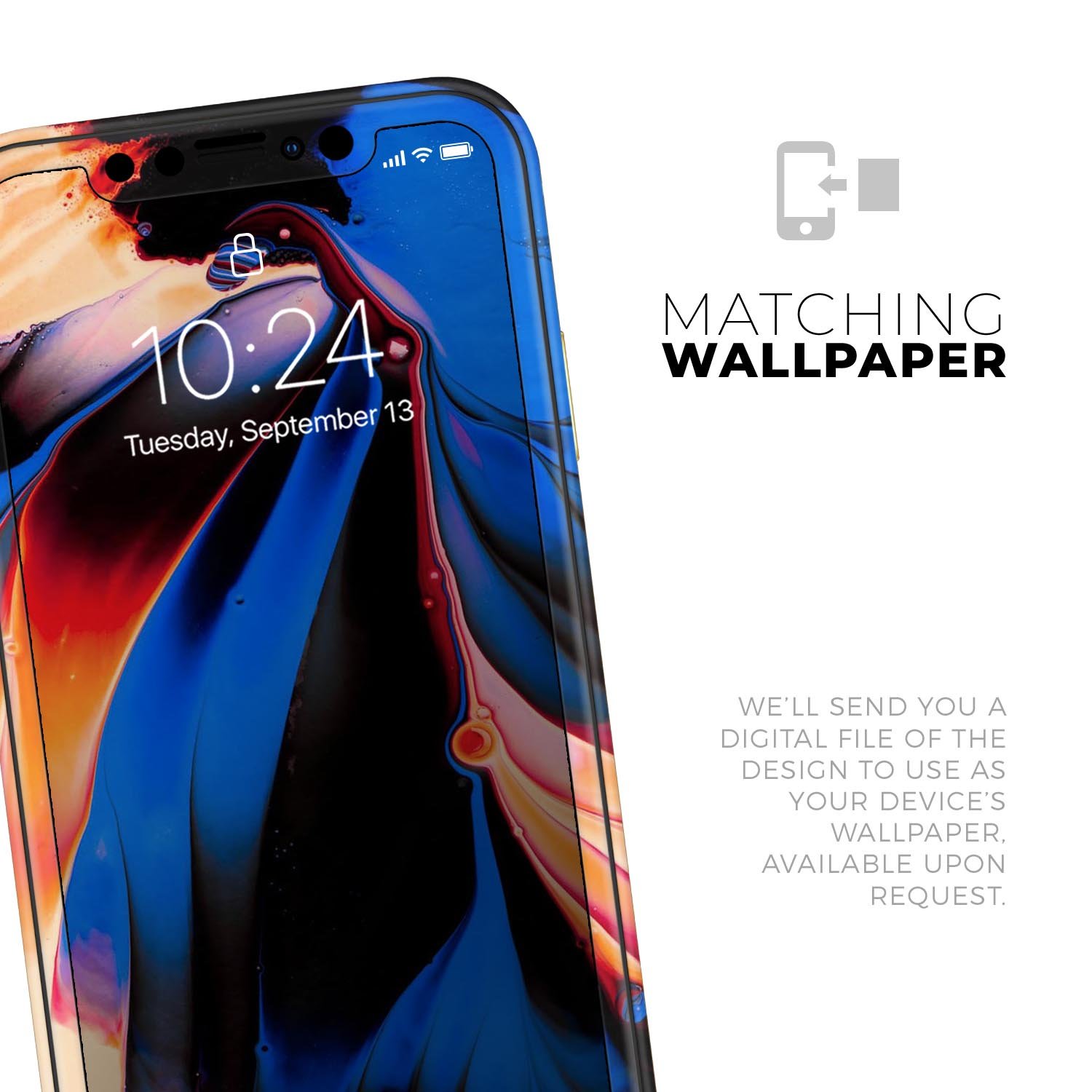 Liquid Abstract Paint V51 skin for Apple iPhone, showcasing vibrant colors and a sleek design.