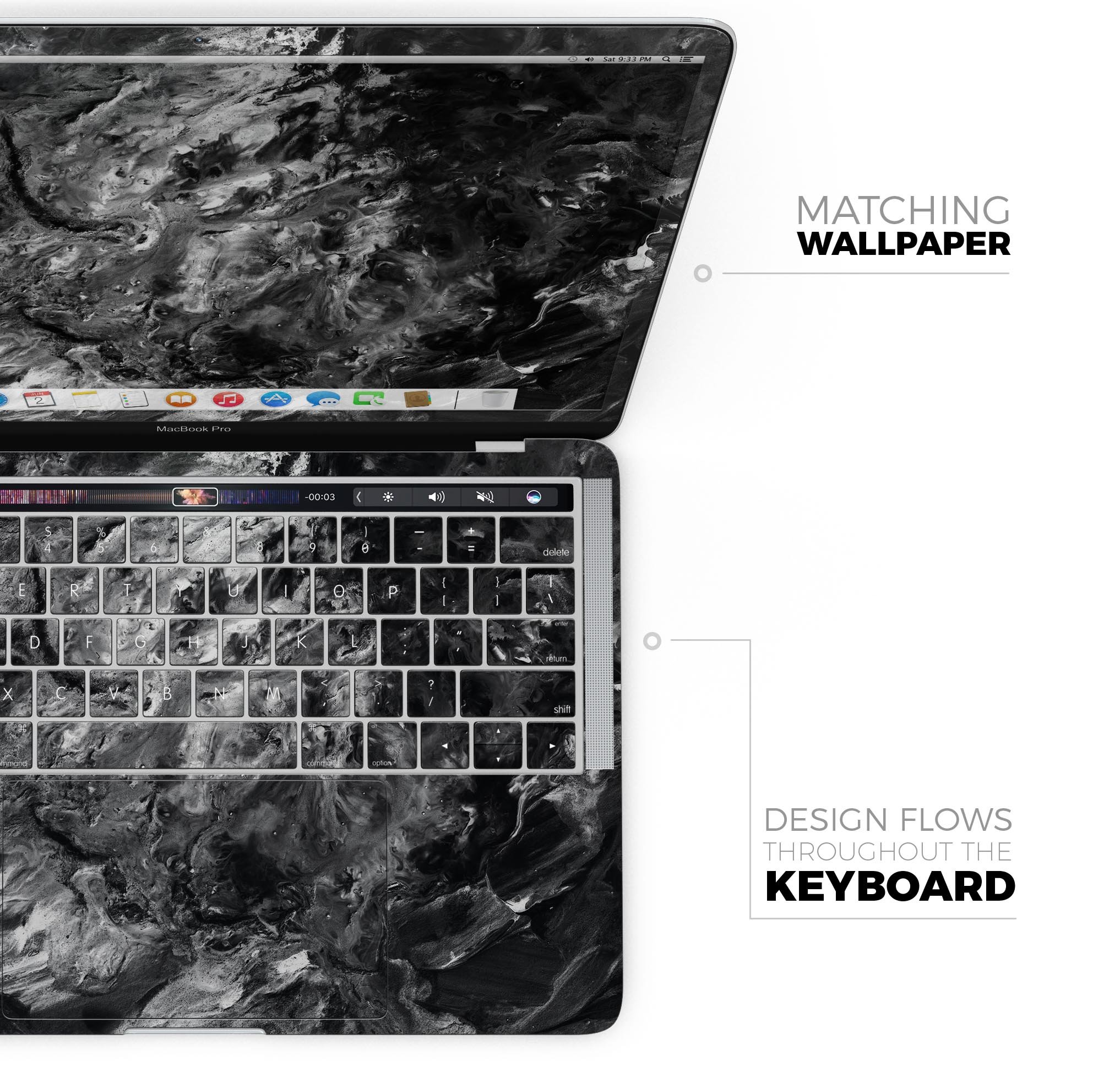 Liquid Abstract Paint V52 skin decal wrap kit for MacBook, showcasing vibrant colors and a sleek design.