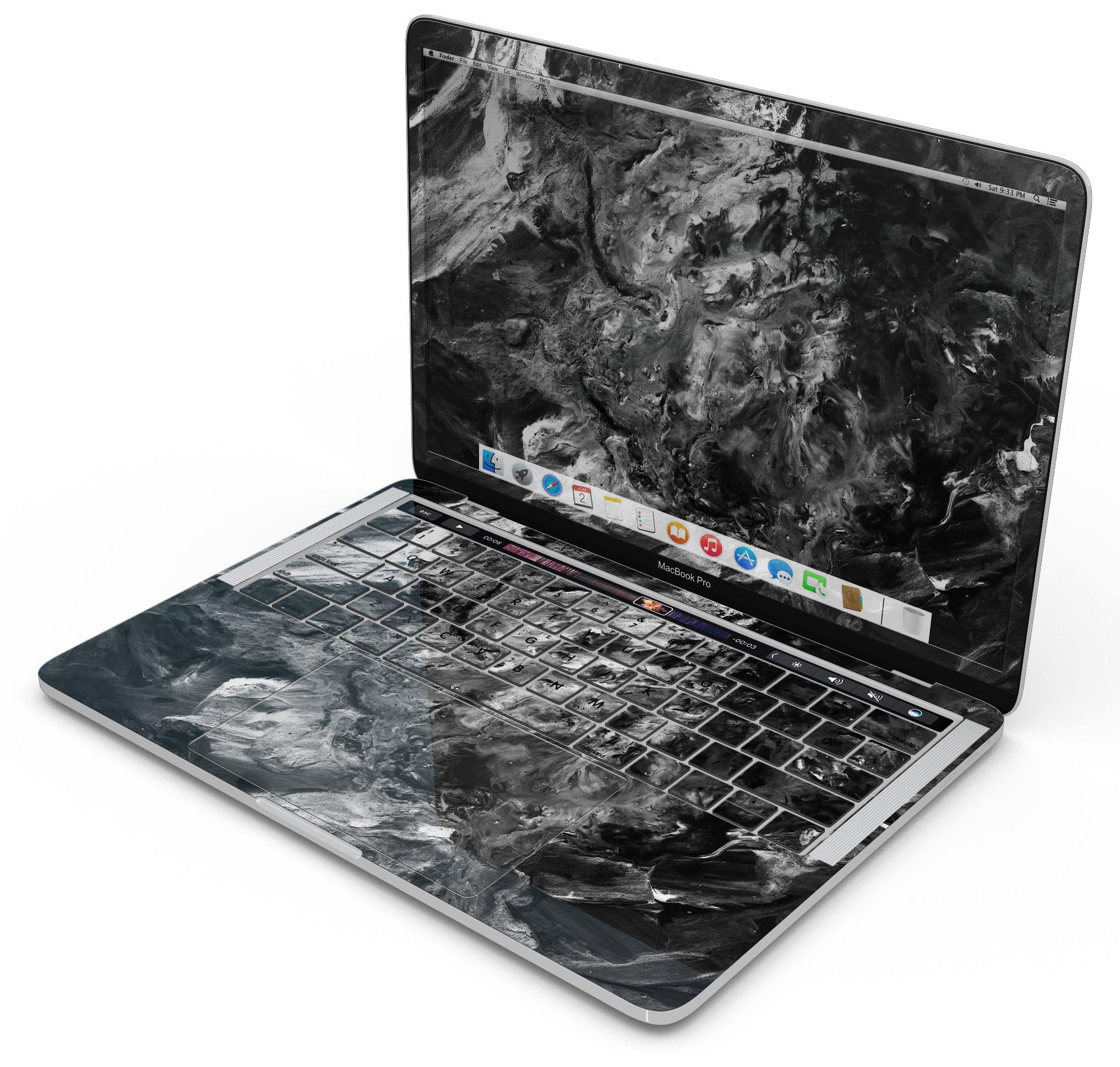 Liquid Abstract Paint V52 skin decal wrap kit for MacBook, showcasing vibrant colors and a sleek design.