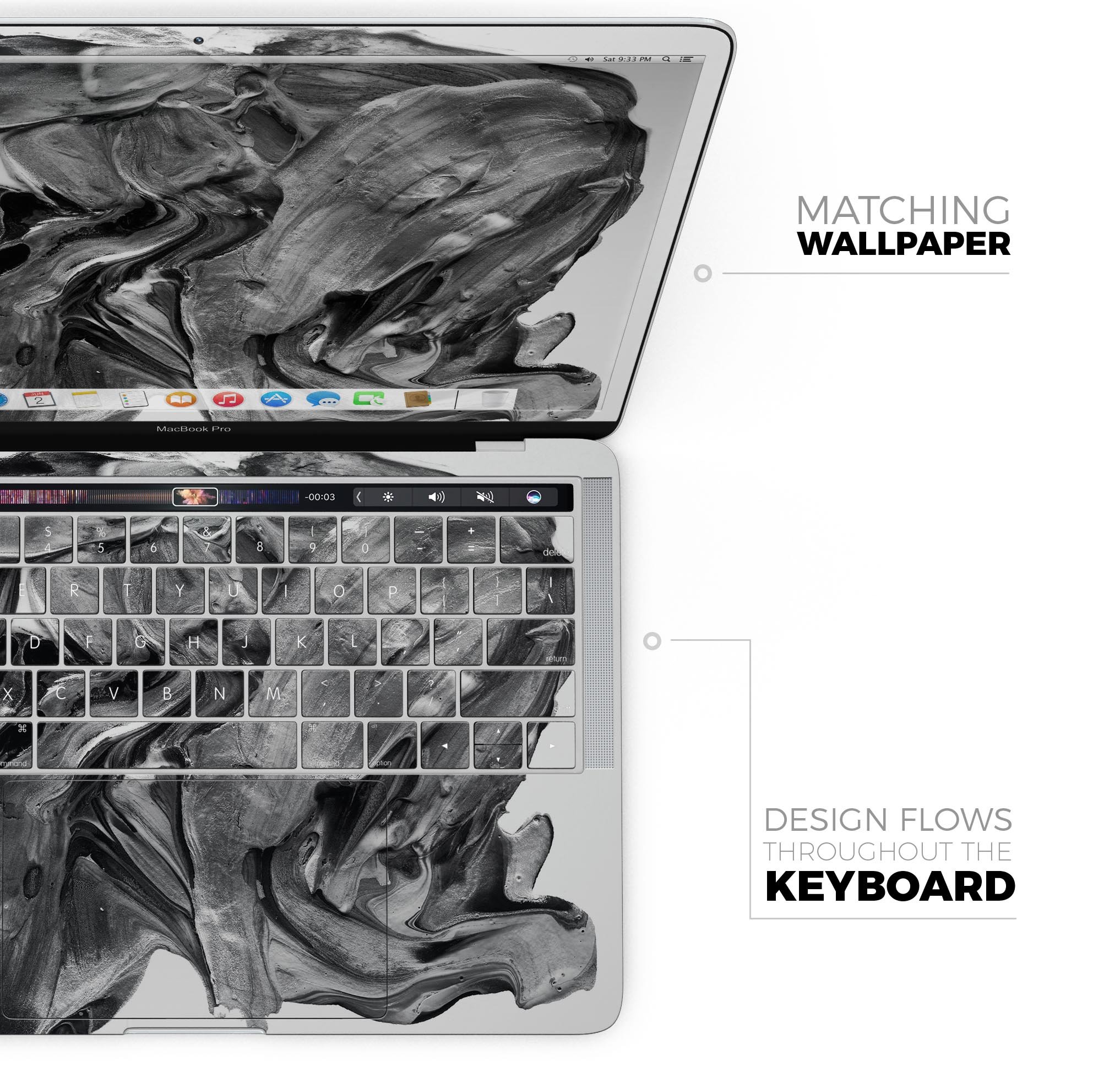 Liquid Abstract Paint V57 skin decal wrap kit for MacBook, showcasing vibrant colors and a sleek design.