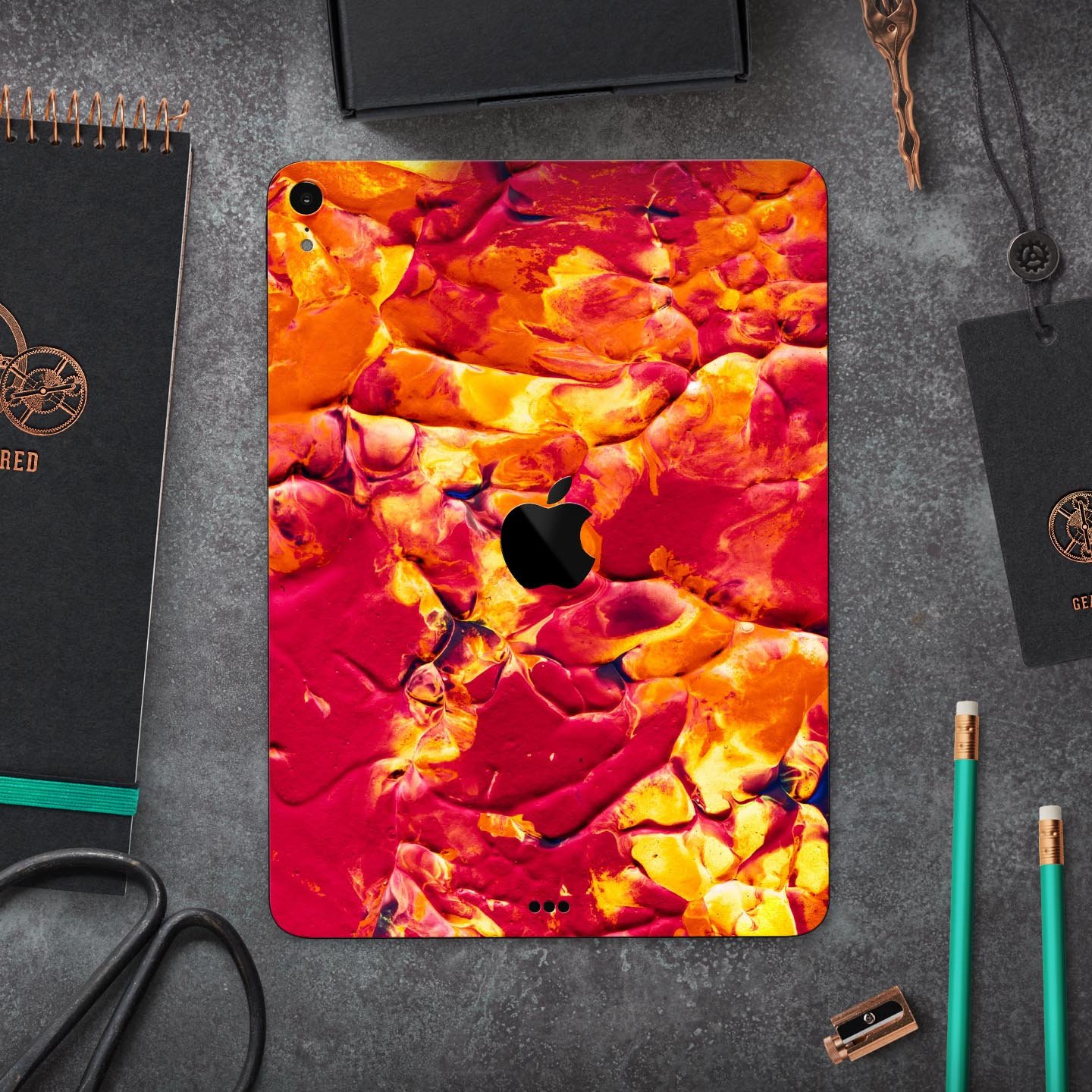 Liquid Abstract Paint V6 skin decal for Apple iPad Pro, showcasing vibrant abstract design and premium 3M material.