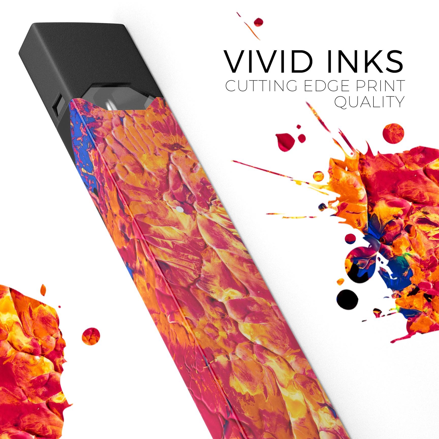 Liquid Abstract Paint V6 skin-wrap sticker for JUUL device, showcasing vibrant colors and precise cut for a perfect fit.