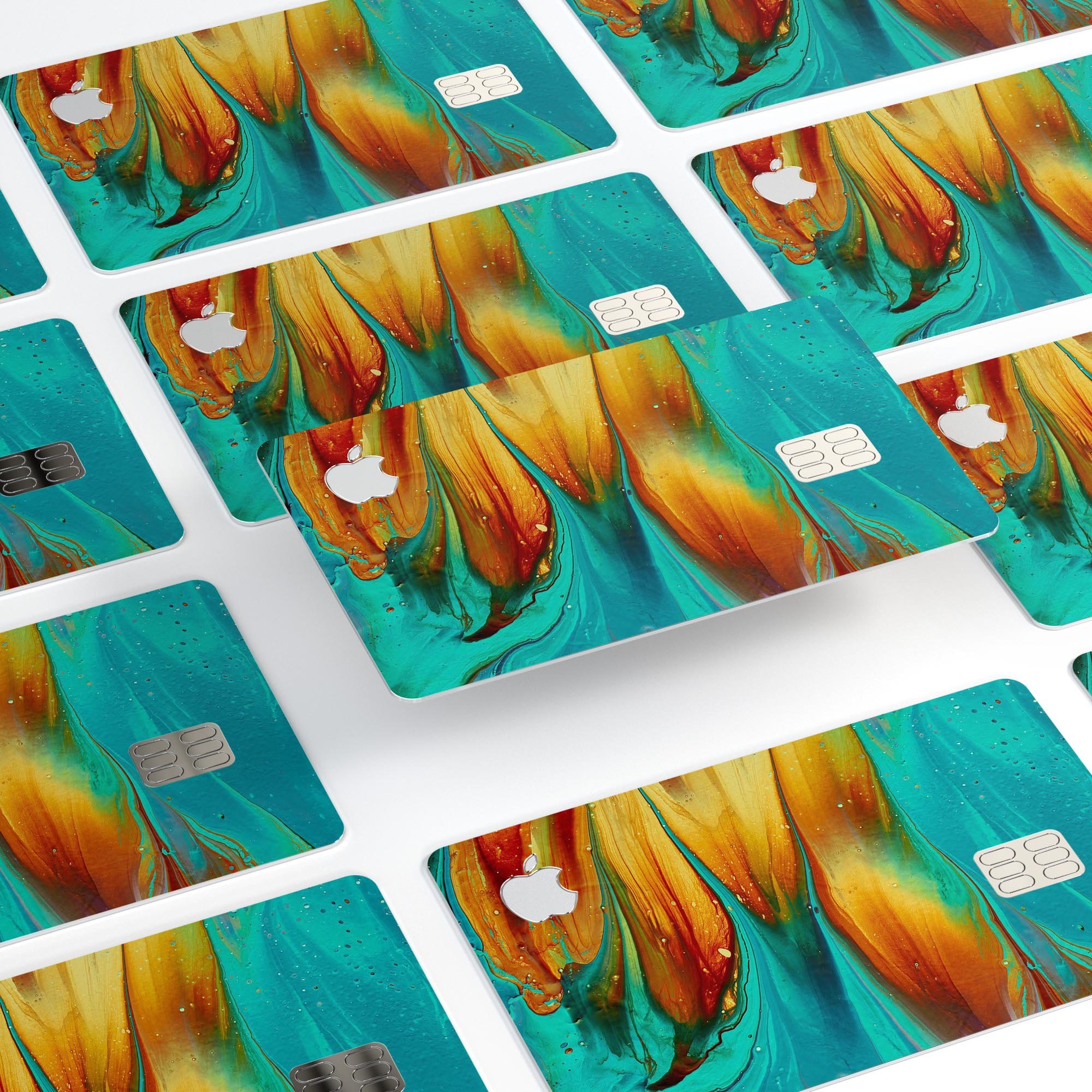 Liquid Abstract Paint V60 skin kit for Apple Card, showcasing premium vinyl design and protective features.