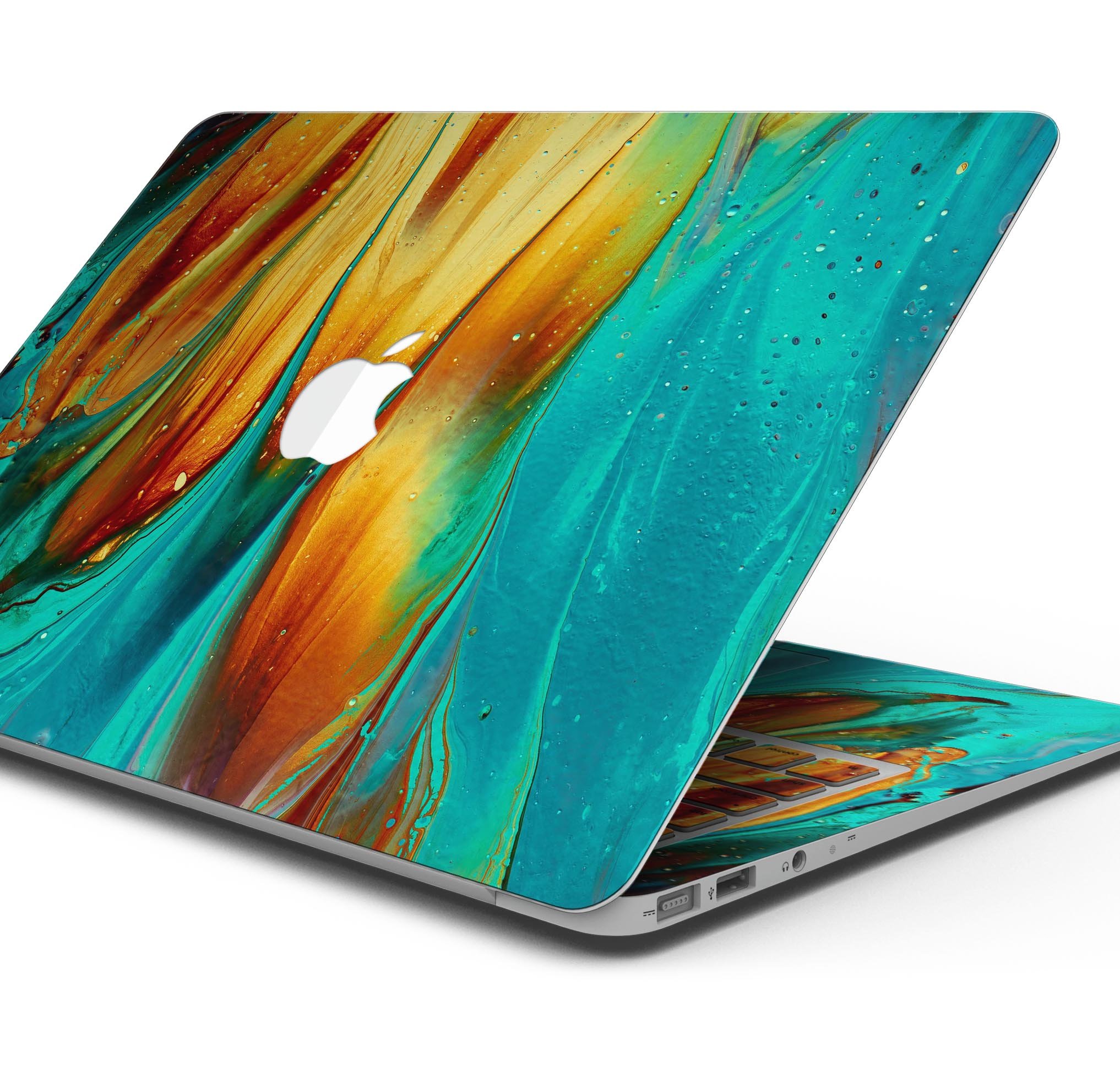 Liquid Abstract Paint V60 skin decal wrap kit for MacBook, showcasing vibrant colors and a sleek design.