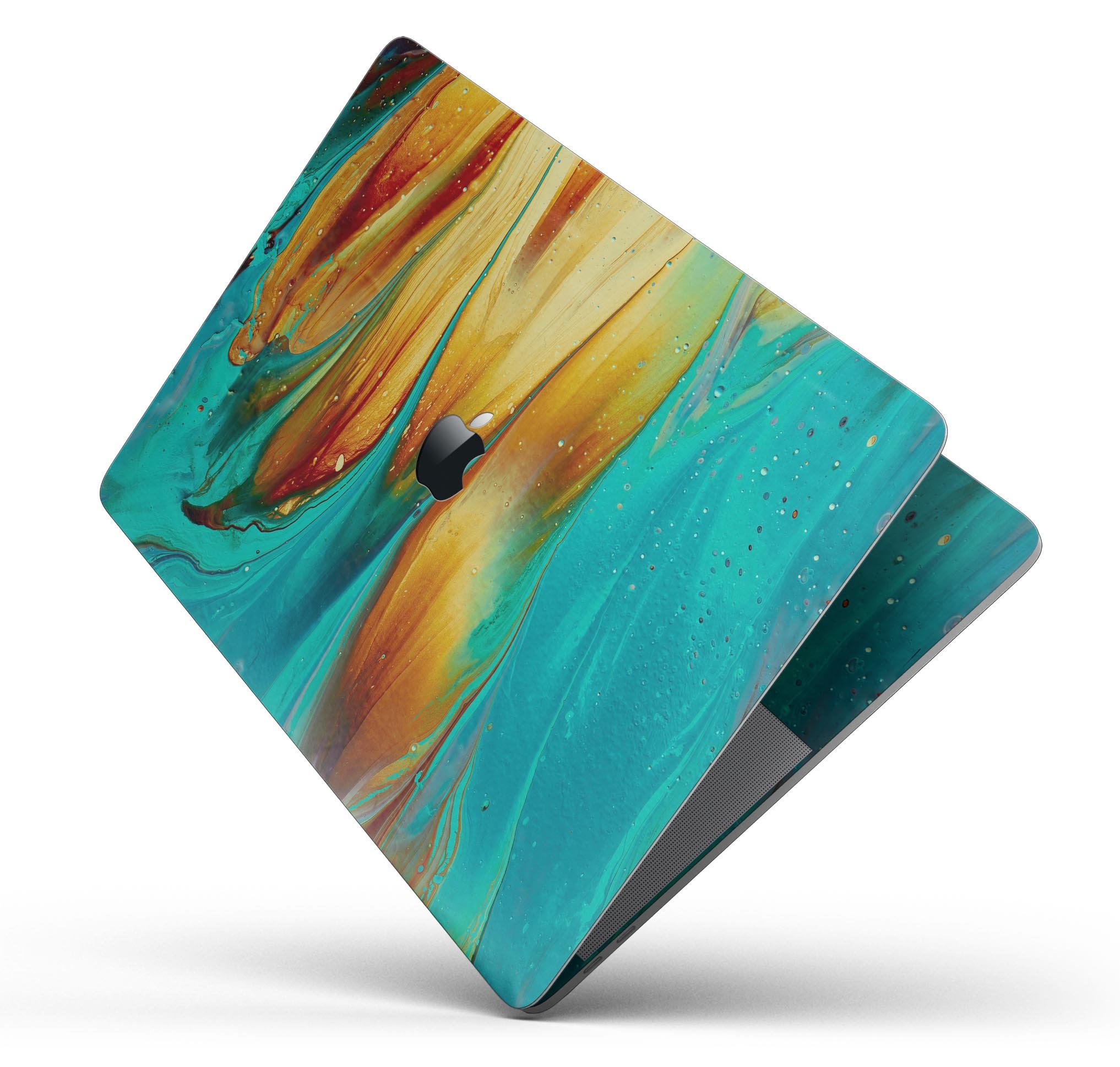 Liquid Abstract Paint V60 skin decal wrap kit for MacBook, showcasing vibrant colors and a sleek design.