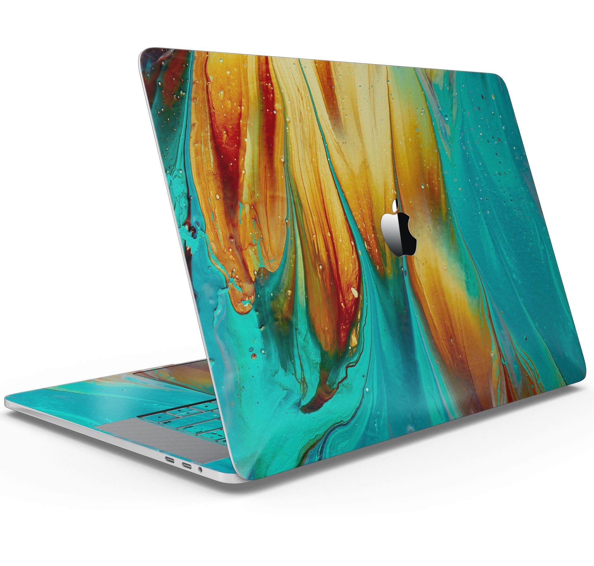 Liquid Abstract Paint V60 skin decal wrap kit for MacBook, showcasing vibrant colors and a sleek design.