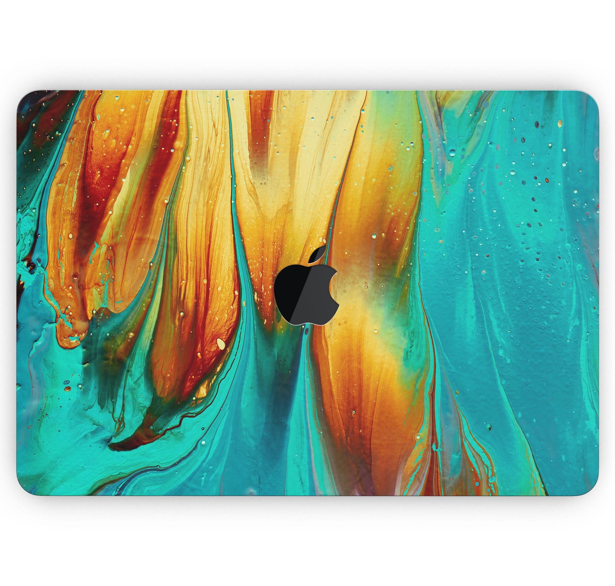 Liquid Abstract Paint V60 skin decal wrap kit for MacBook, showcasing vibrant colors and a sleek design.